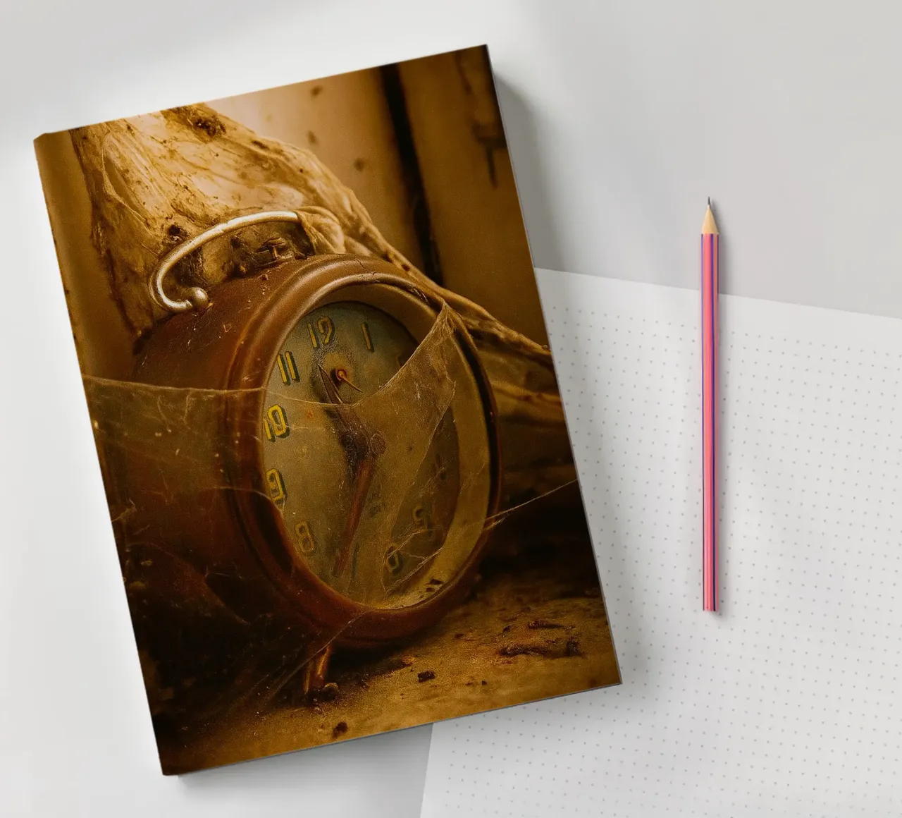 old alarm clock dirty and dull notebook by PASMING