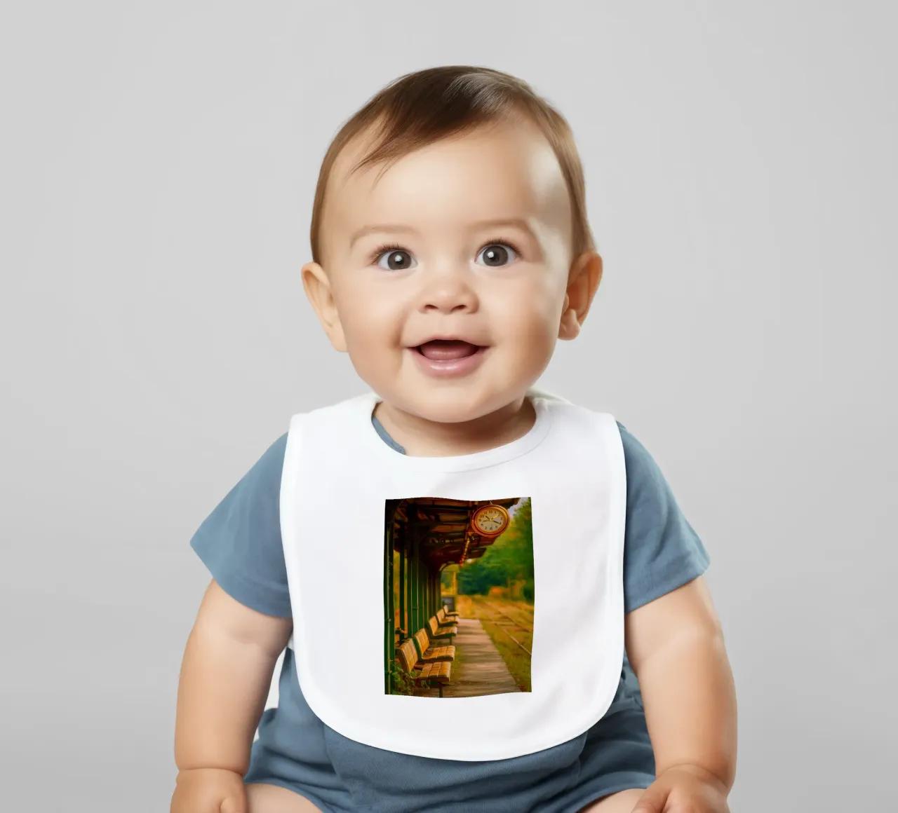 vintage train station Babylätzchen von PASMING