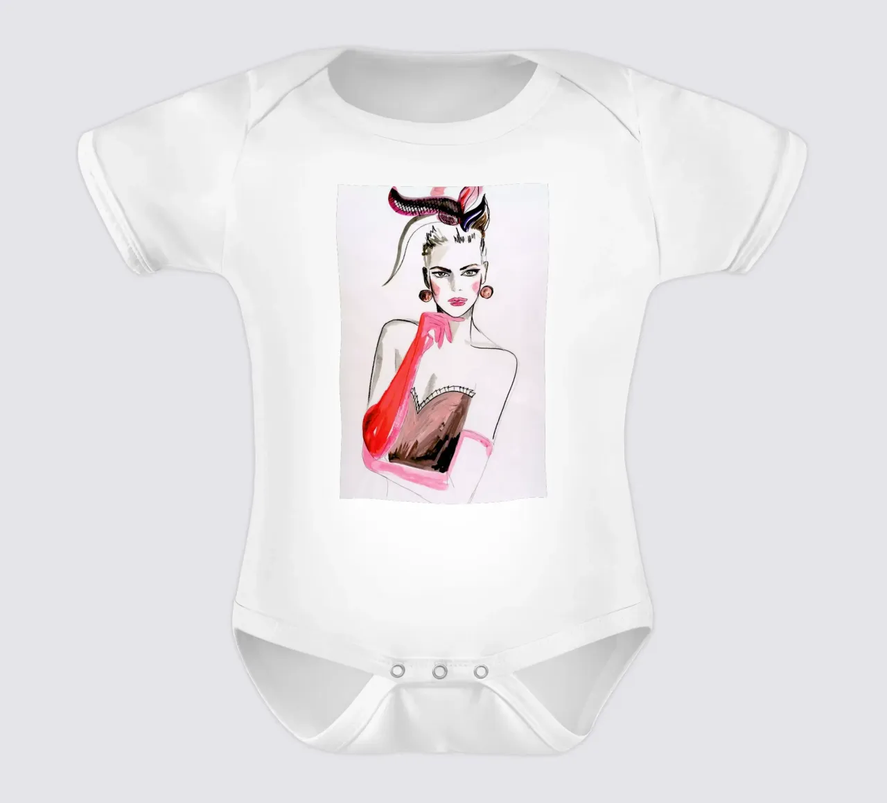Pink Punk short-sleeve baby romper by Olesja Hännikäinen