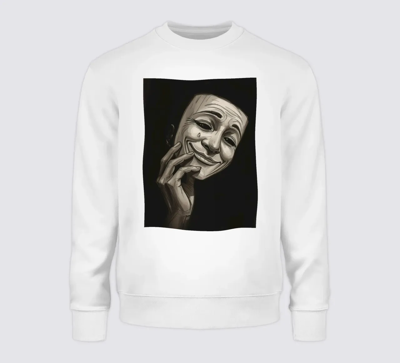 Maschera con mano e sorriso piangente felpa da DesignDoodle