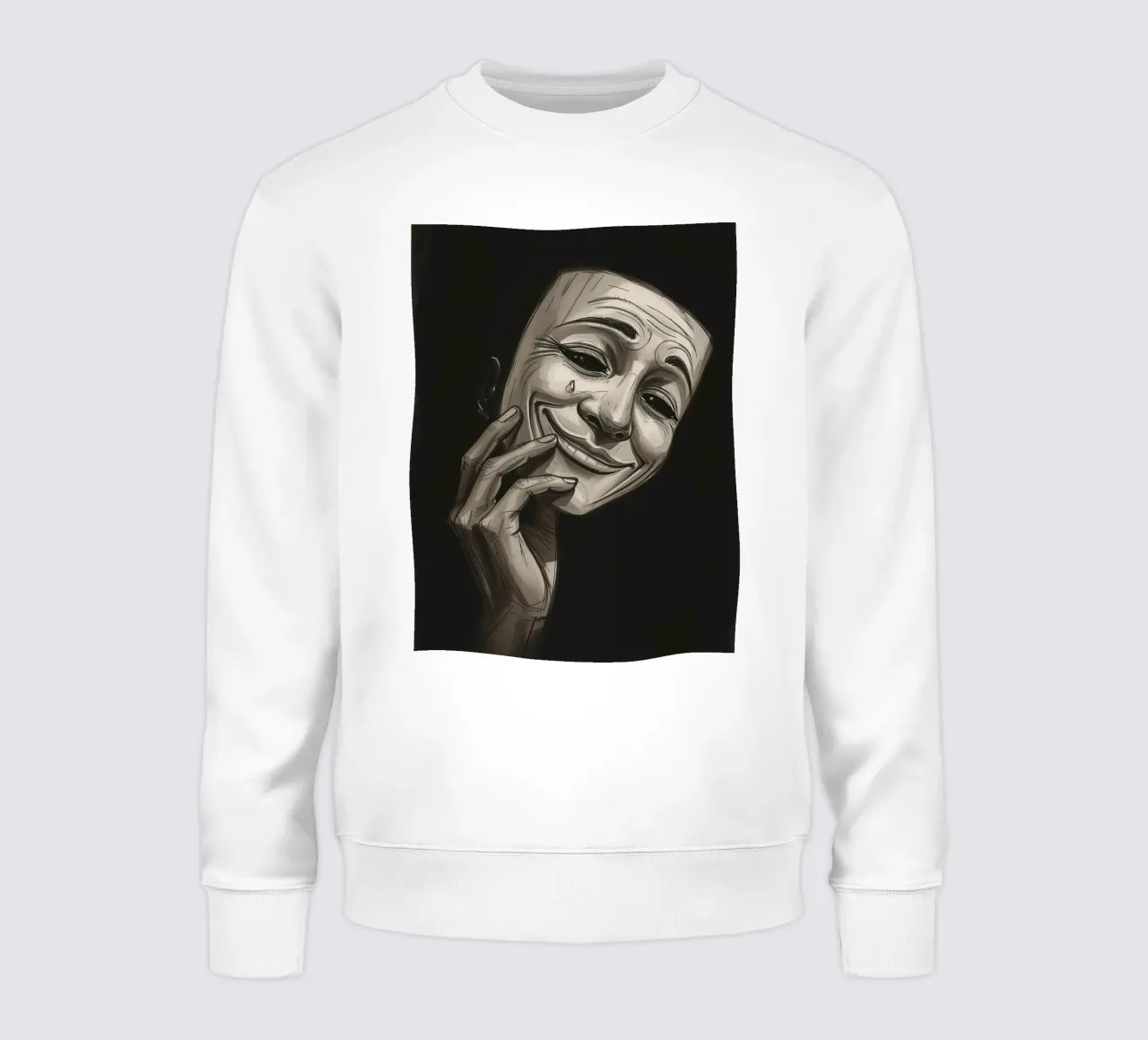 Maschera con mano e sorriso piangente felpa da DesignDoodle