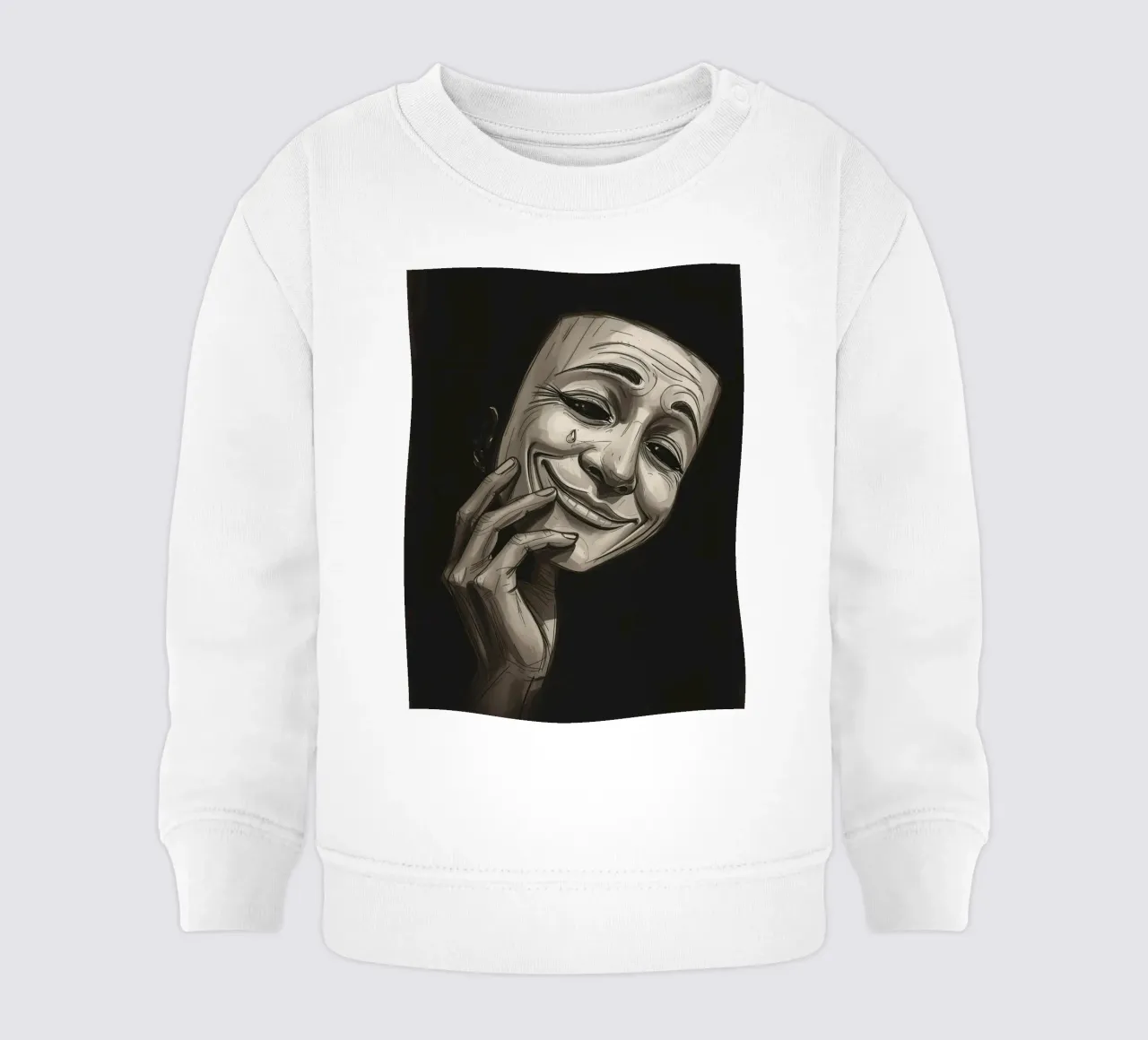Maschera con mano e sorriso piangente felpa neonato da DesignDoodle