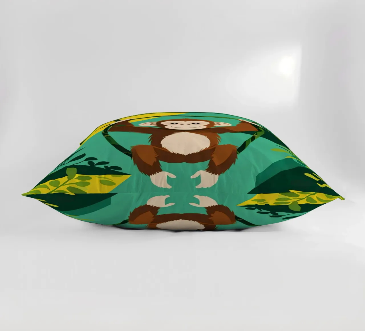 Scimmia felice appesa a una vite con fogliame cuscino da DesignDoodle