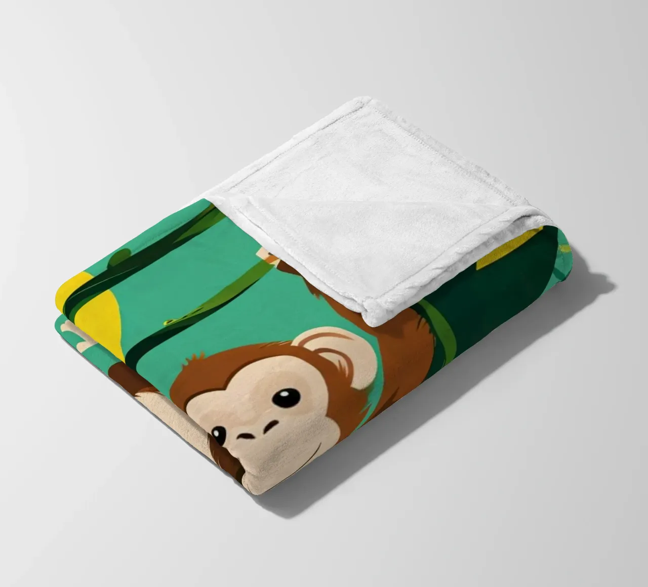 Scimmia felice appesa a una vite con fogliame coperta in pile da DesignDoodle