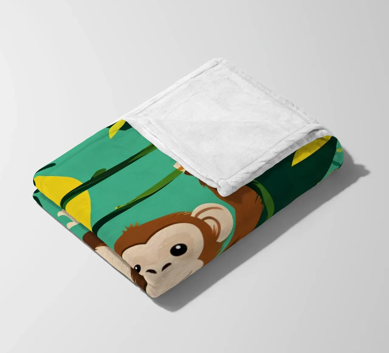 Scimmia felice appesa a una vite con fogliame coperta in pile da DesignDoodle