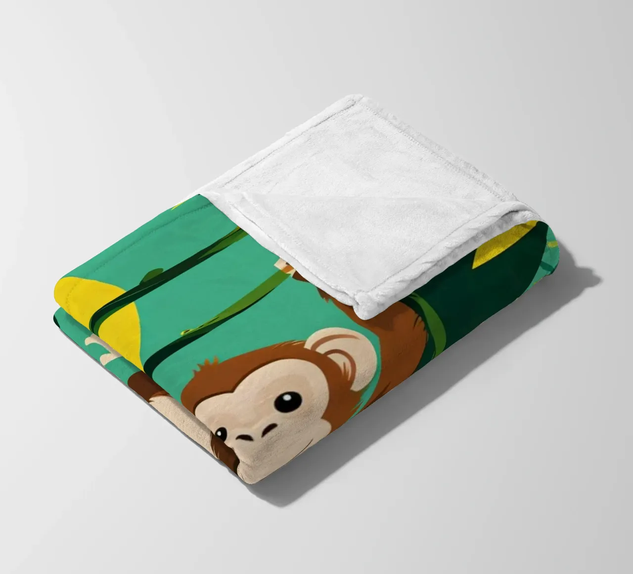Scimmia felice appesa a una vite con fogliame coperta in pile da DesignDoodle