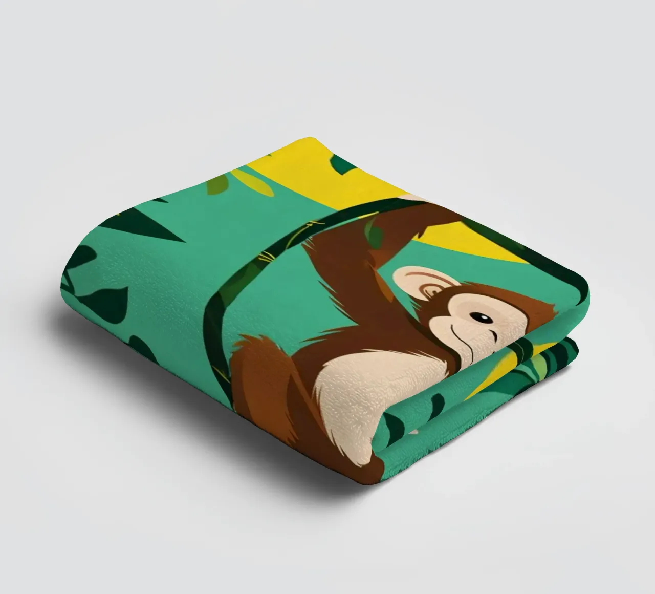 Scimmia felice appesa a una vite con fogliame asciugamano da bagno da DesignDoodle