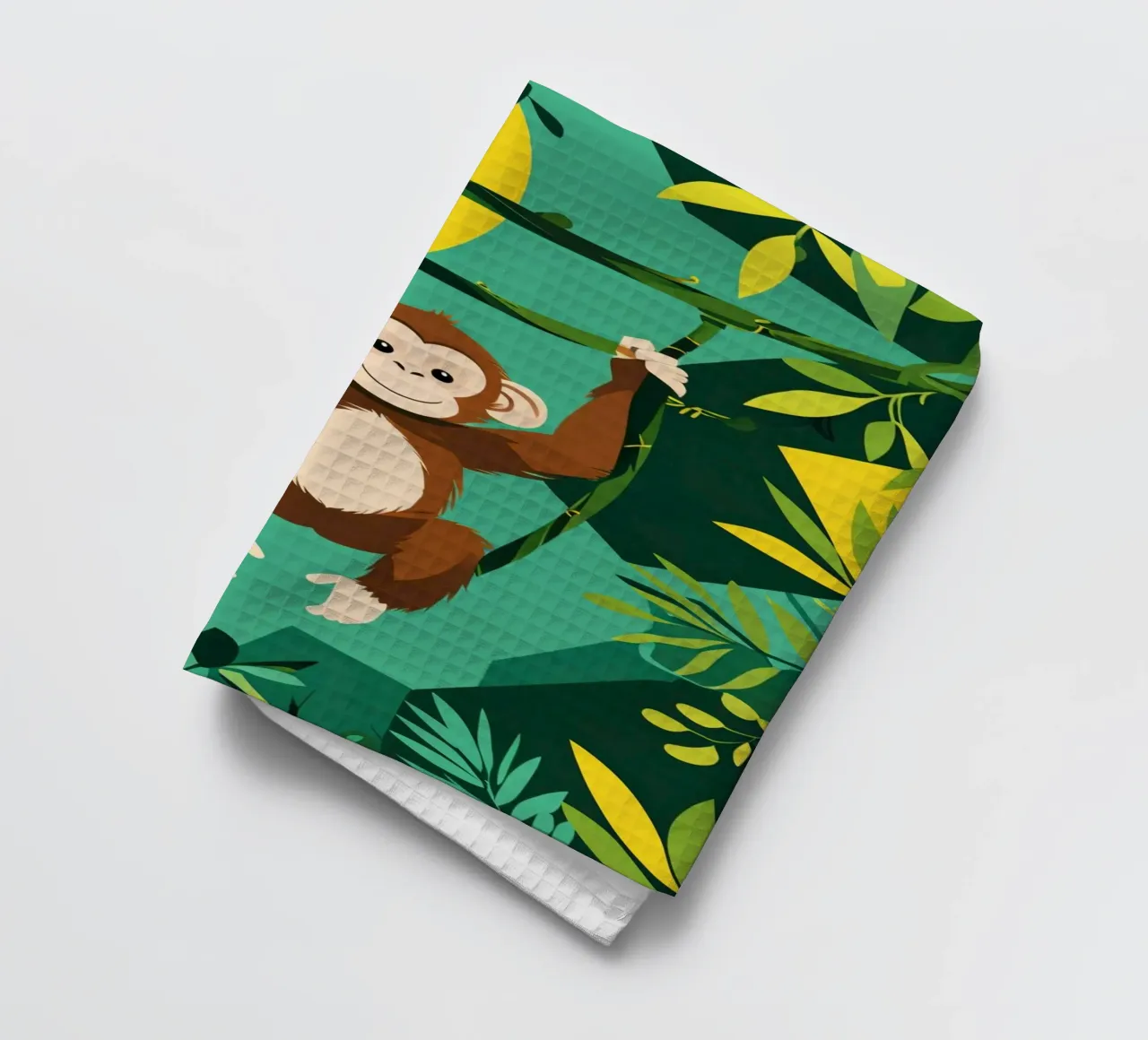 Scimmia felice appesa a una vite con fogliame canovaccio da cucina da DesignDoodle