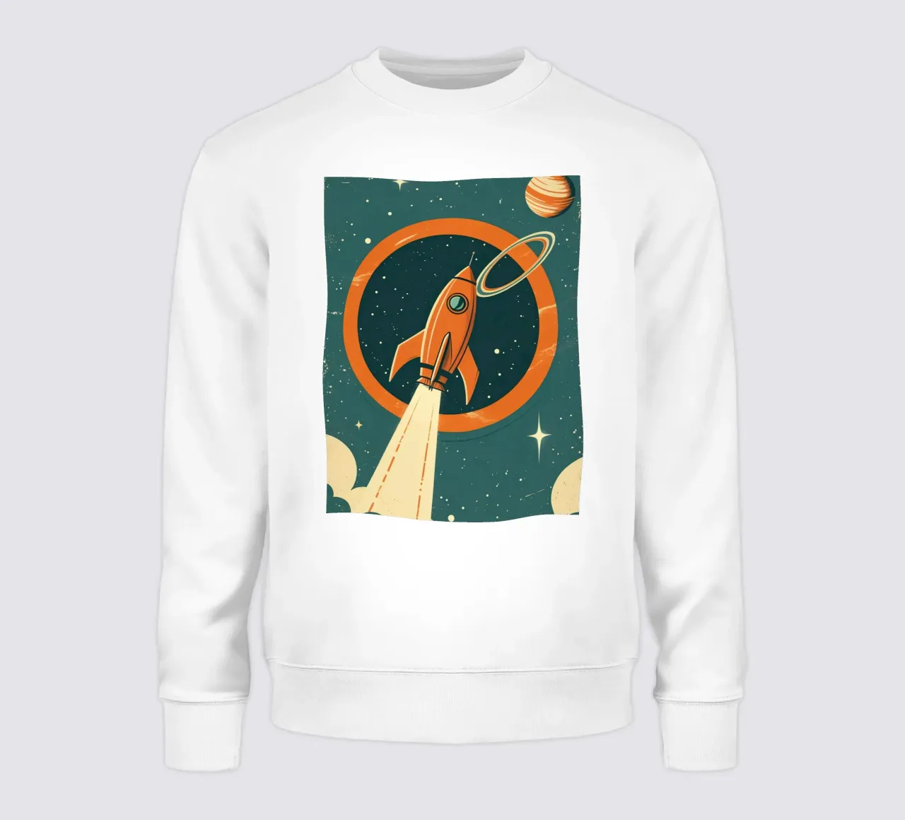 Lancio di un razzo retrò attraverso l'anello celeste felpa da DesignDoodle
