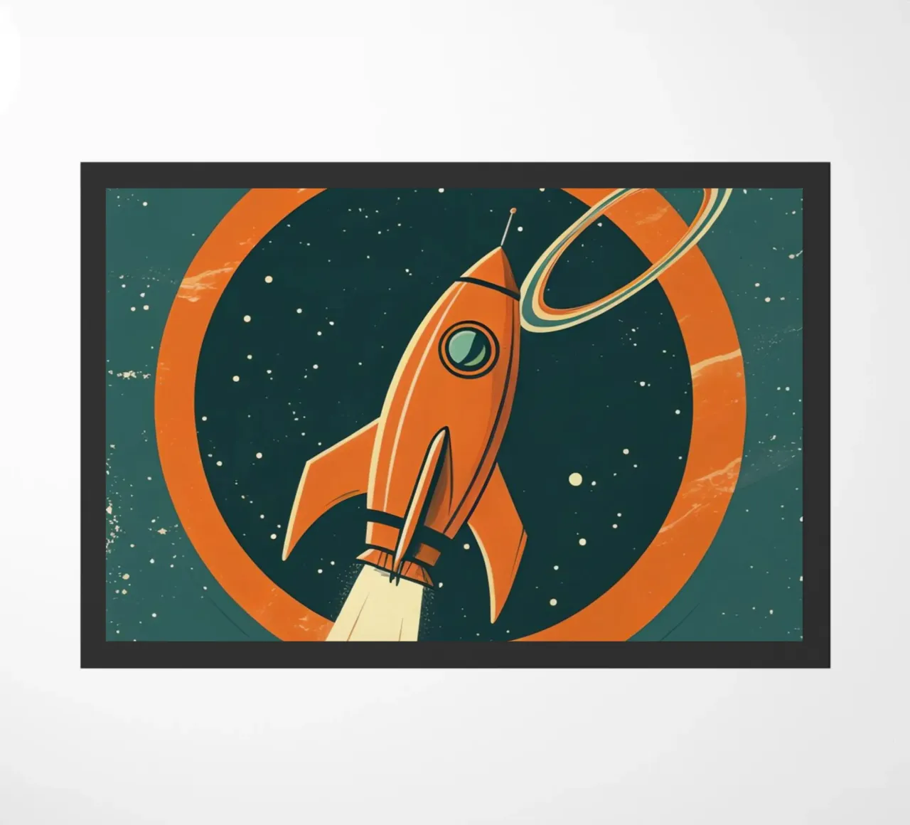 Retro Rocket Launch Through Celestial Ring product.type.doormat common.byCreator DesignDoodle