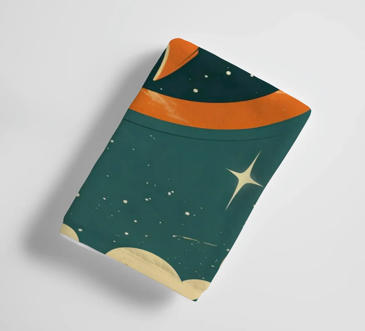 Retro Rocket Launch Through Celestial Ring towel by DesignDoodle