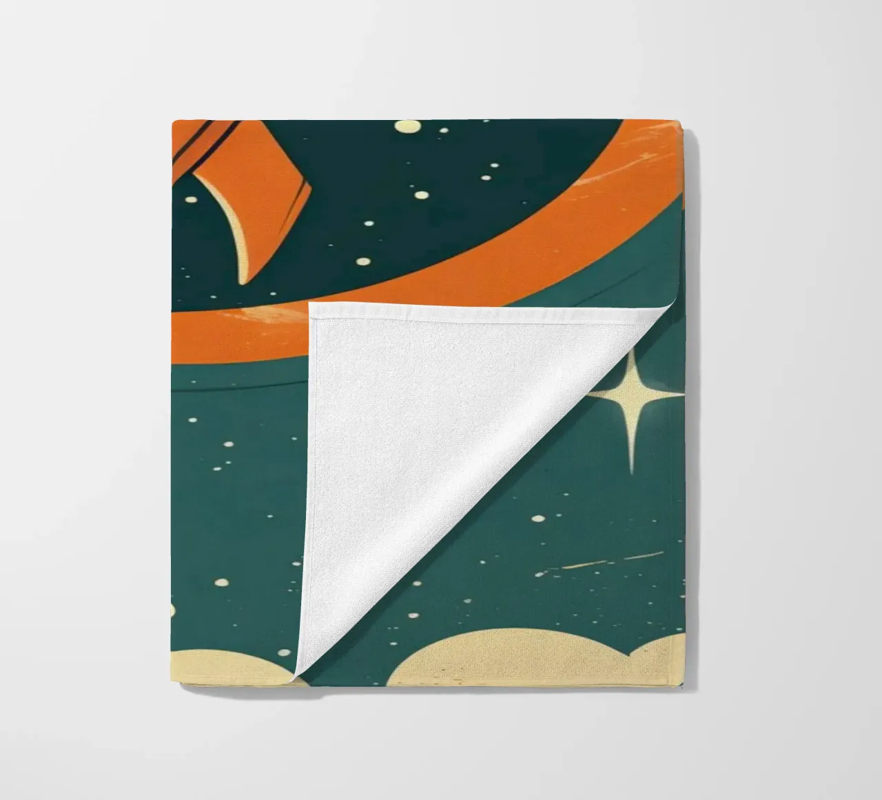 Retro Rocket Launch Through Celestial Ring telo mare da DesignDoodle