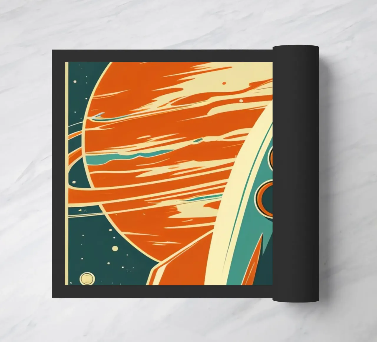 Lancio di un razzo retrò con Ringed Planet zerbino da DesignDoodle