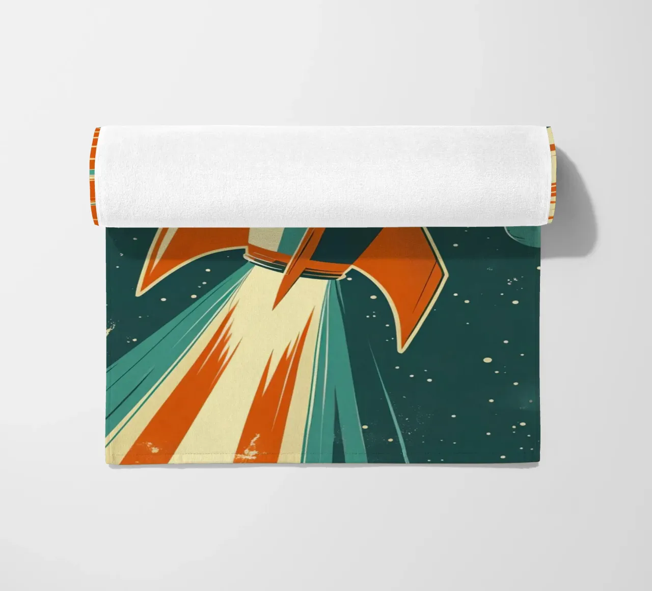 Lancio di un razzo retrò con Ringed Planet telo mare da DesignDoodle