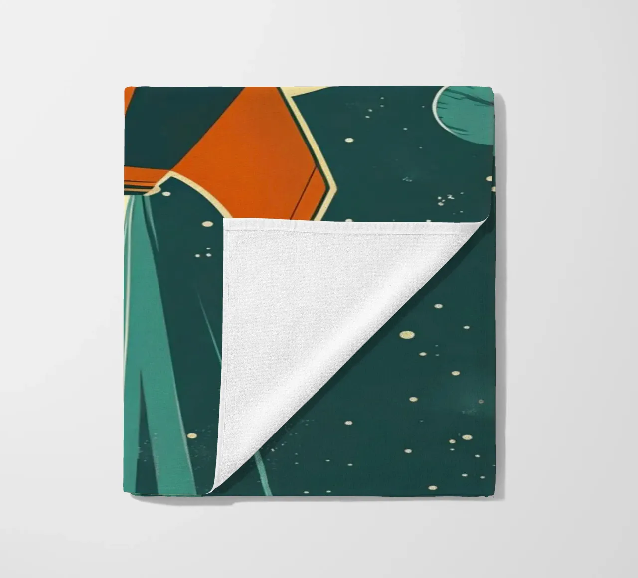 Lancio di un razzo retrò con Ringed Planet telo mare da DesignDoodle