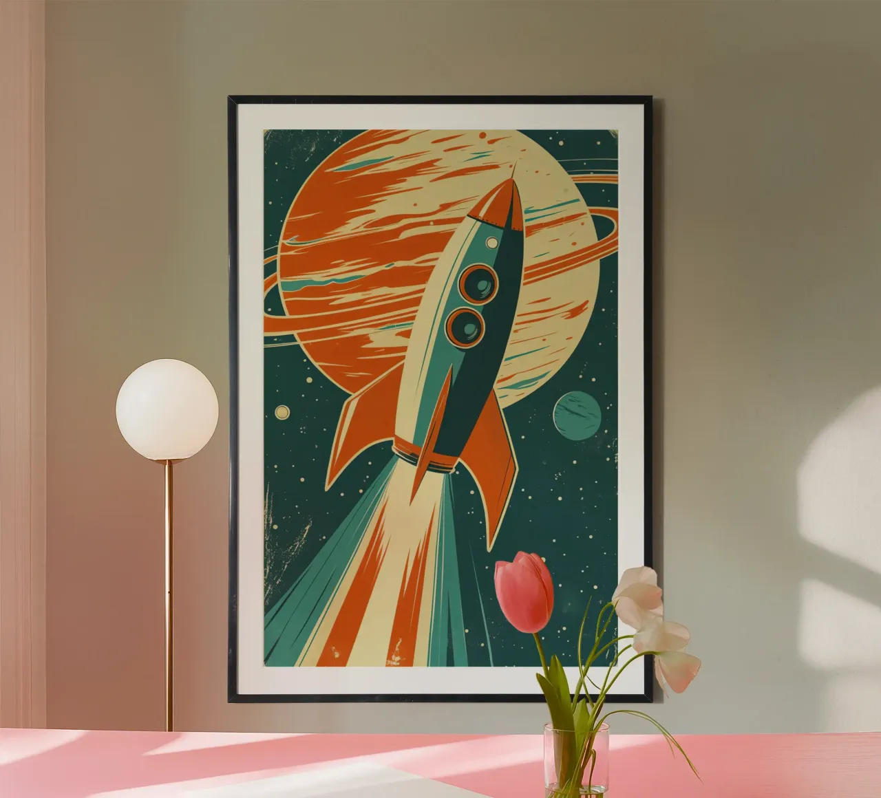 Lancement d'une fusée rétro avec Ringed Planet hahnemühle de DesignDoodle