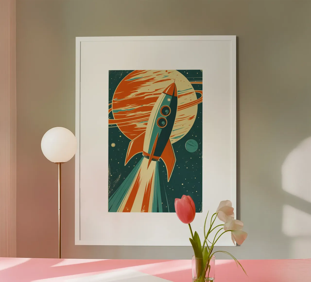 Lancement d'une fusée rétro avec Ringed Planet hahnemühle de DesignDoodle