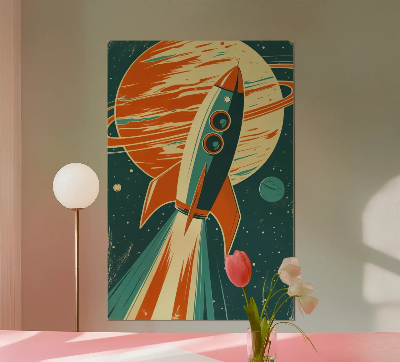 Lancement d'une fusée rétro avec Ringed Planet hahnemühle de DesignDoodle