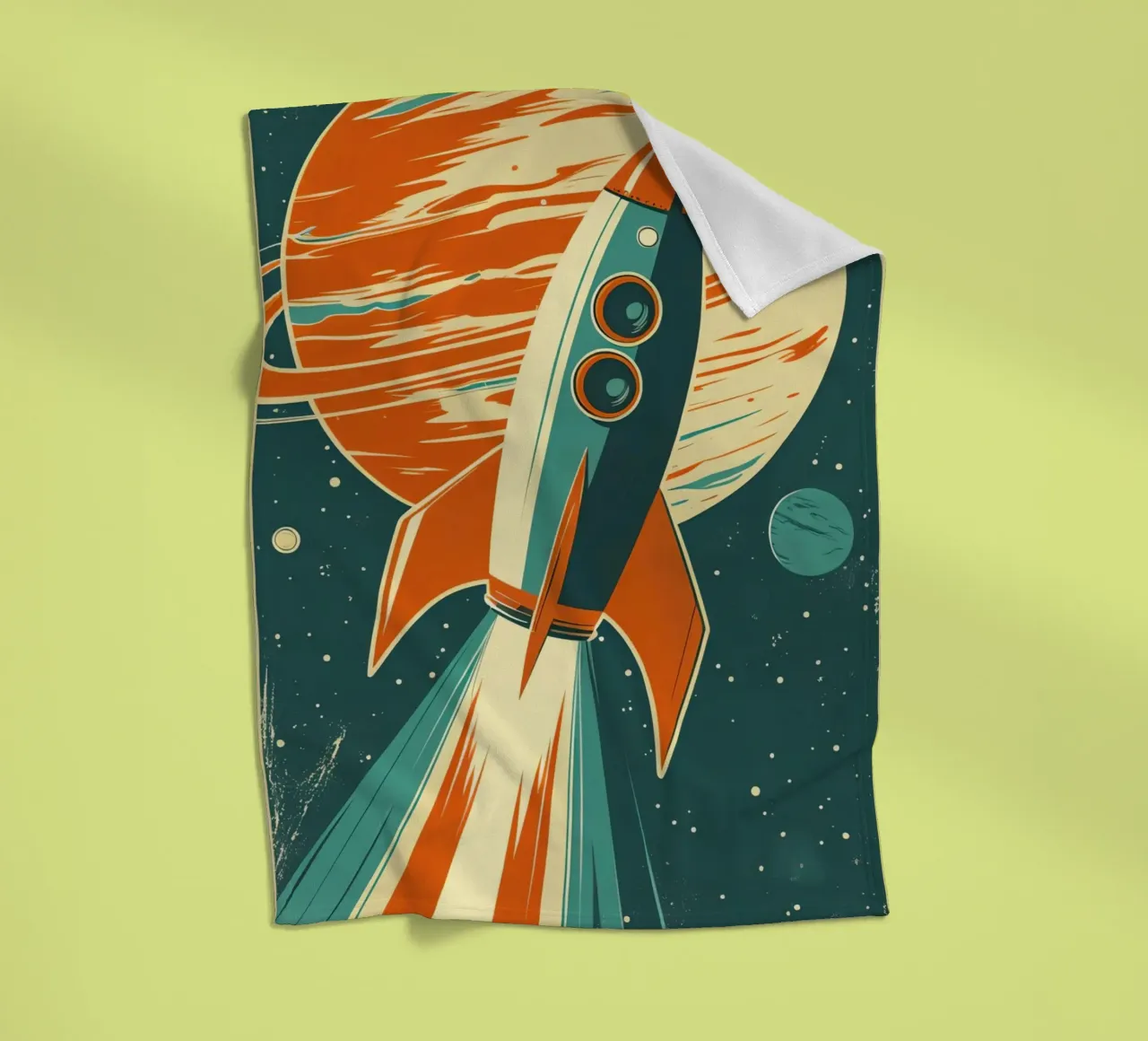 Lancio di un razzo retrò con Ringed Planet coperta in pile da DesignDoodle