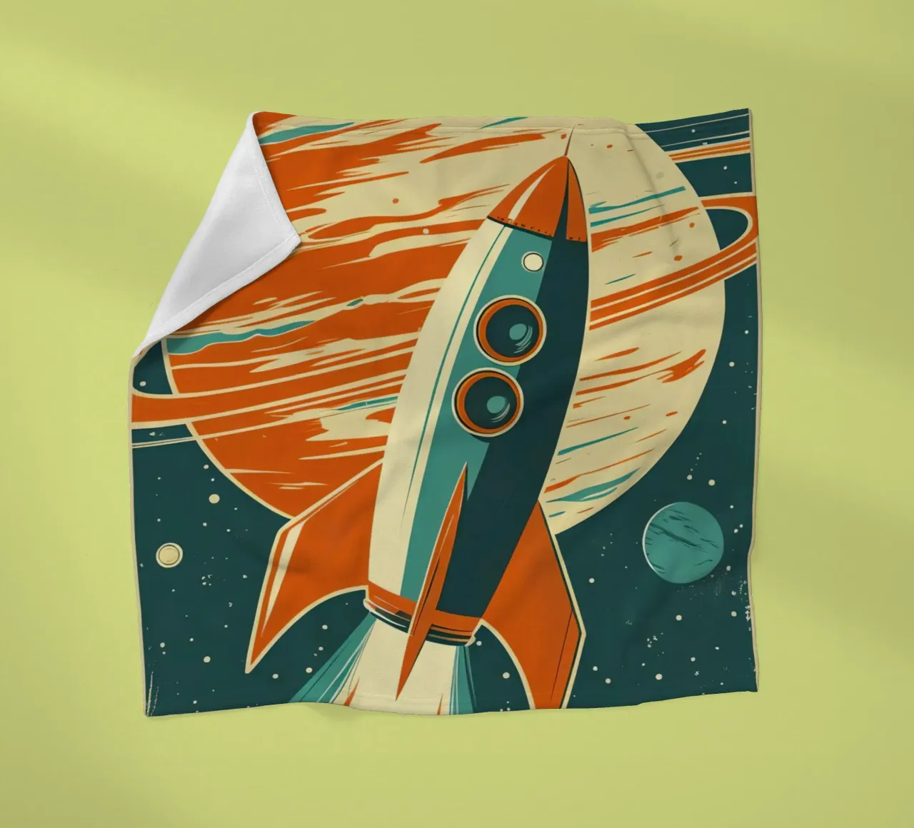 Lancio di un razzo retrò con Ringed Planet coperta in pile da DesignDoodle