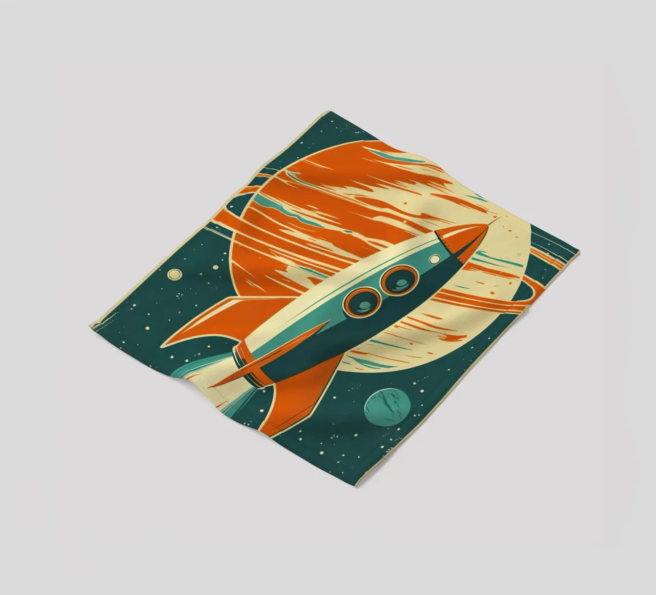 Lancio di un razzo retrò con Ringed Planet coperta in pile da DesignDoodle