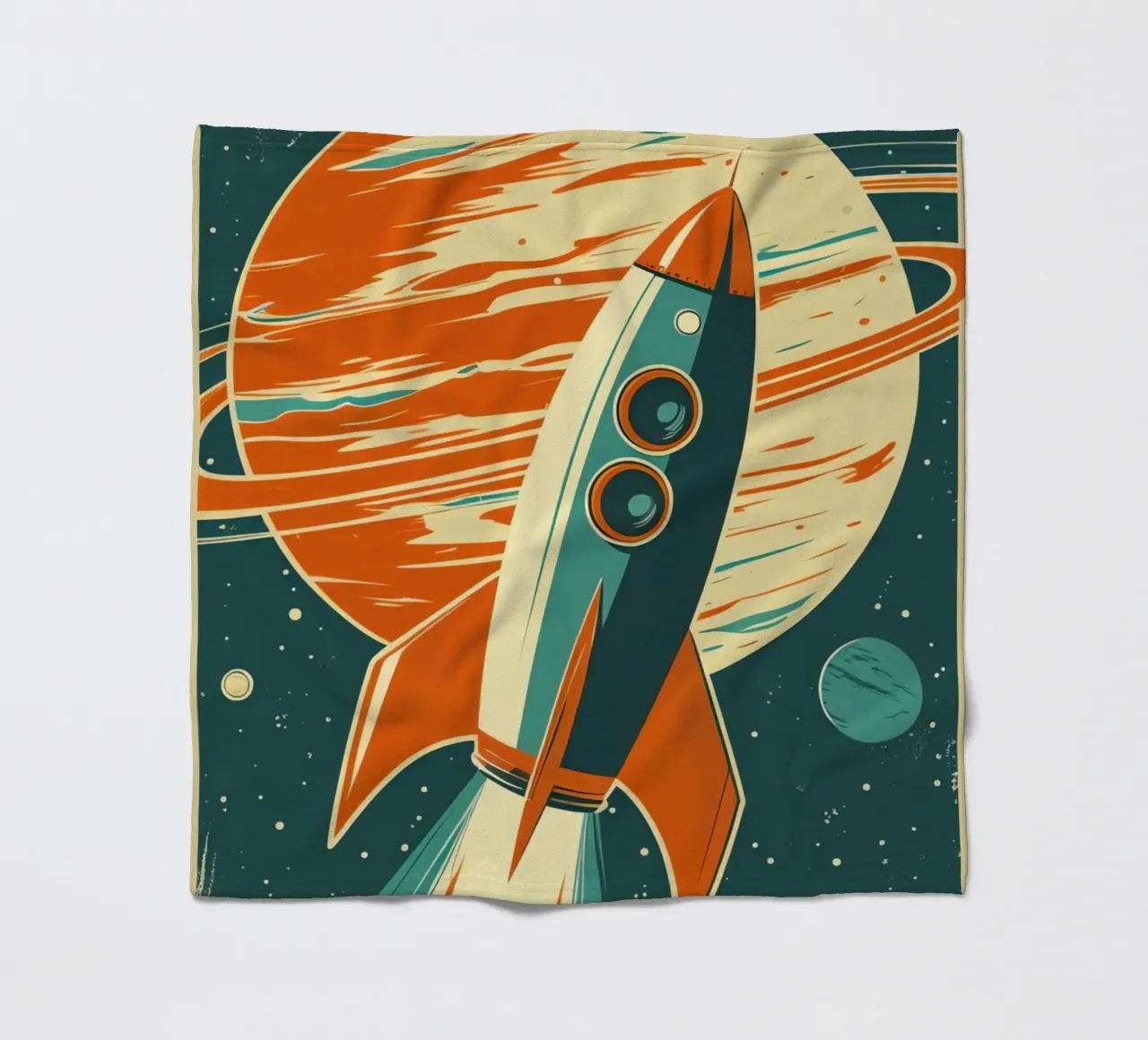 Lancio di un razzo retrò con Ringed Planet coperta in pile da DesignDoodle