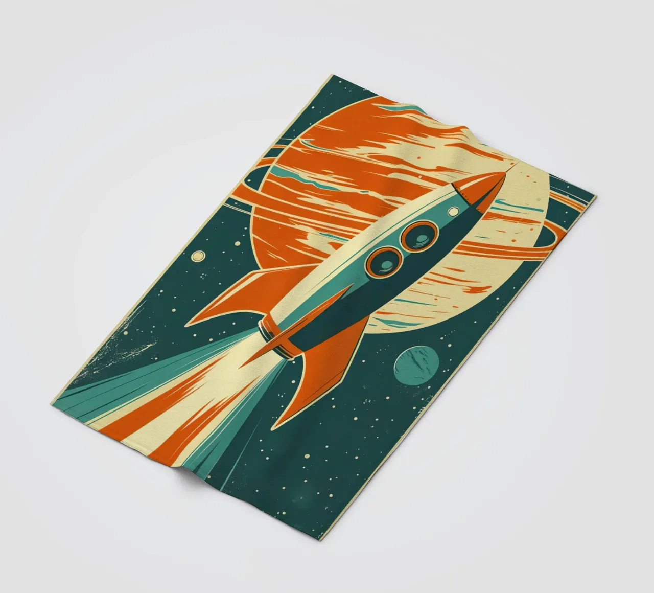 Lancio di un razzo retrò con Ringed Planet coperta in pile da DesignDoodle