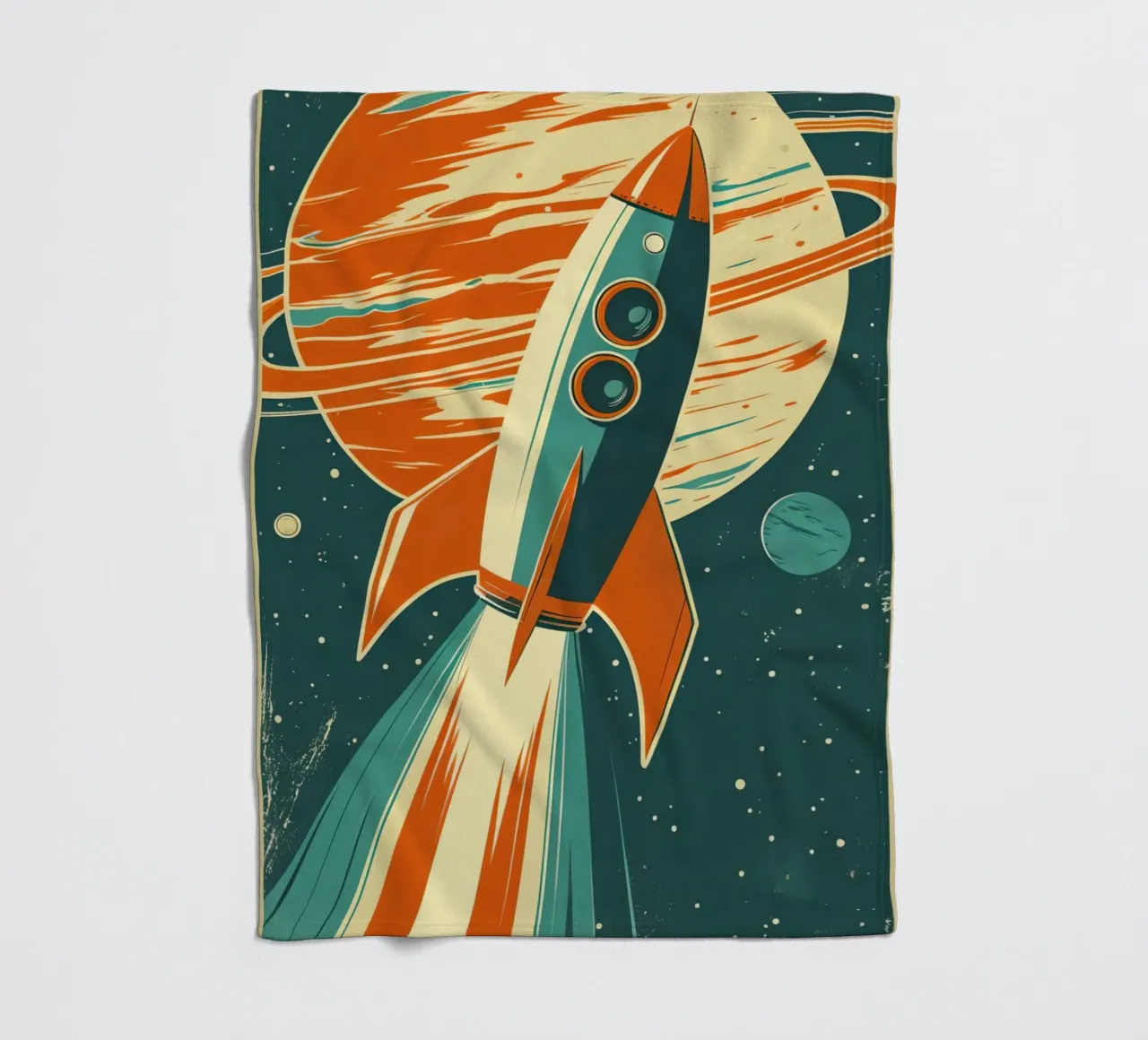 Lancio di un razzo retrò con Ringed Planet coperta in pile da DesignDoodle