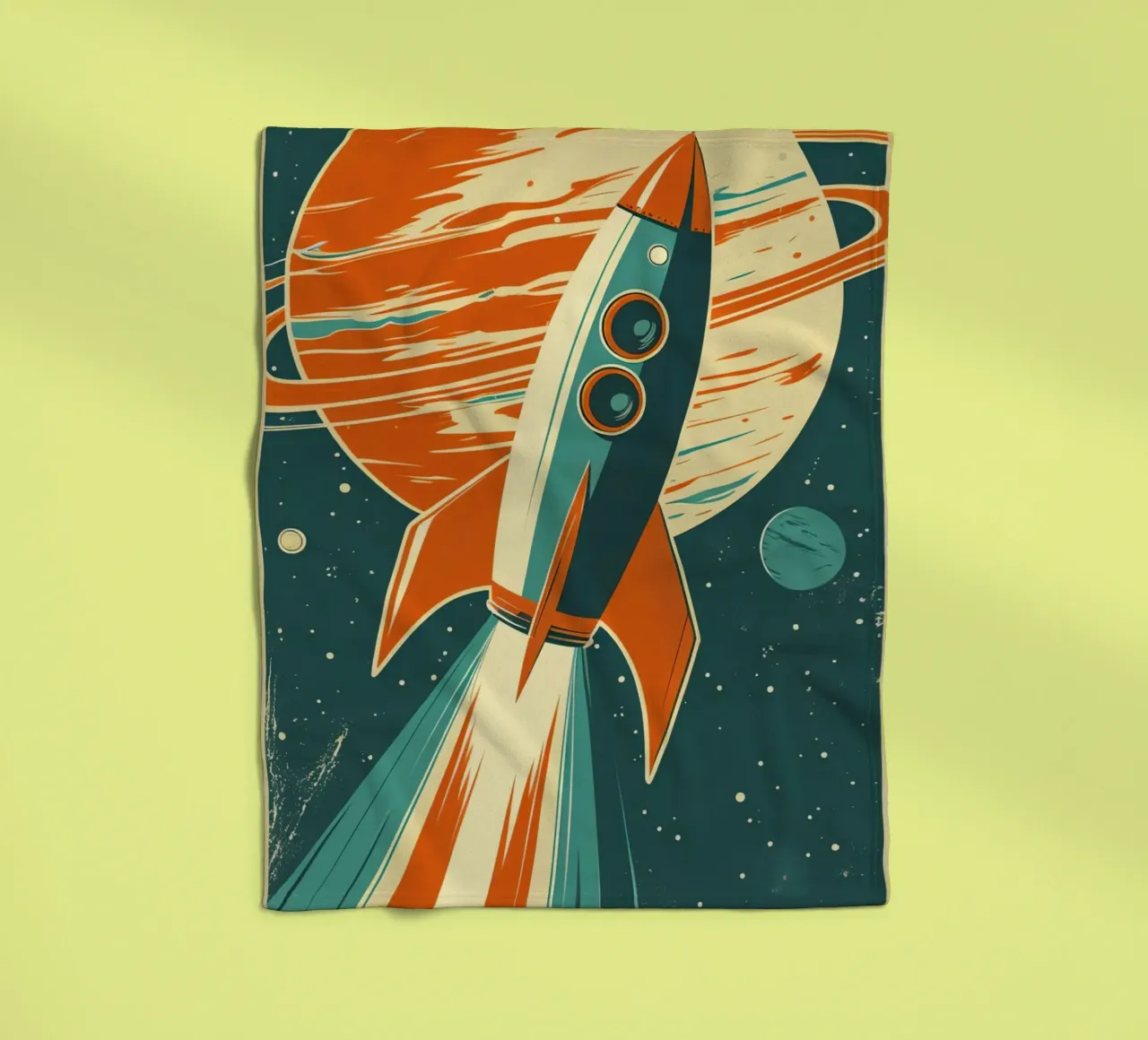 Lancio di un razzo retrò con Ringed Planet coperta in pile da DesignDoodle