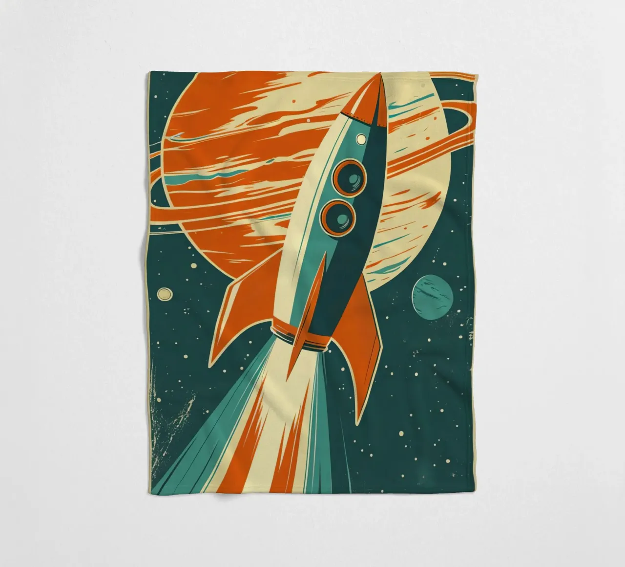 Lancio di un razzo retrò con Ringed Planet coperta in pile da DesignDoodle