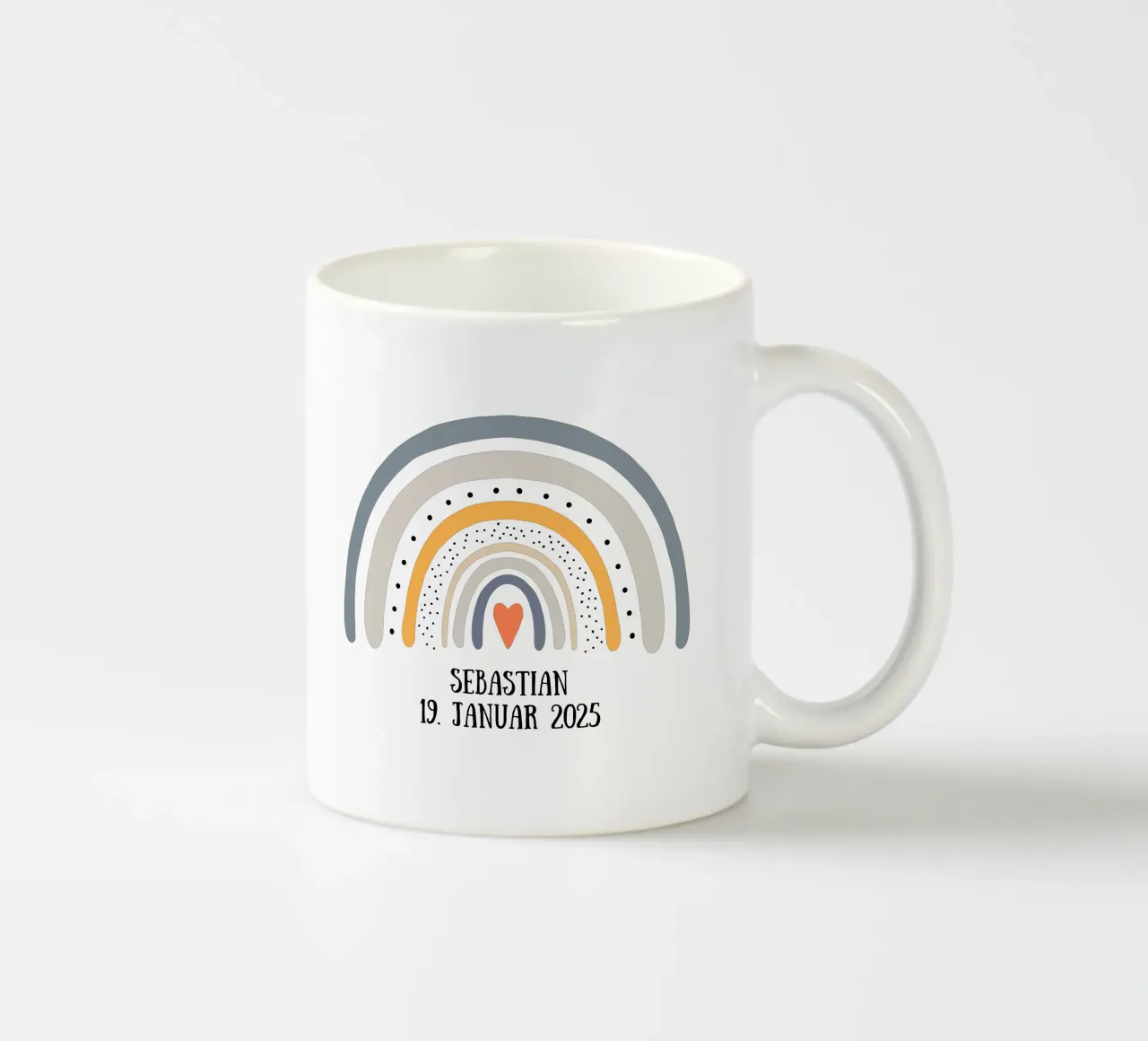 Blauer Regenbogen Namensbild Keramik Tasse von BAINAI