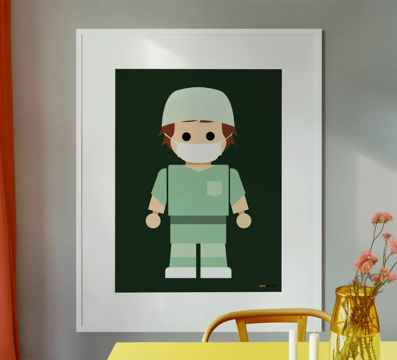Dottore Giocattolo poster con telaio in alluminio da Rafa Gomes