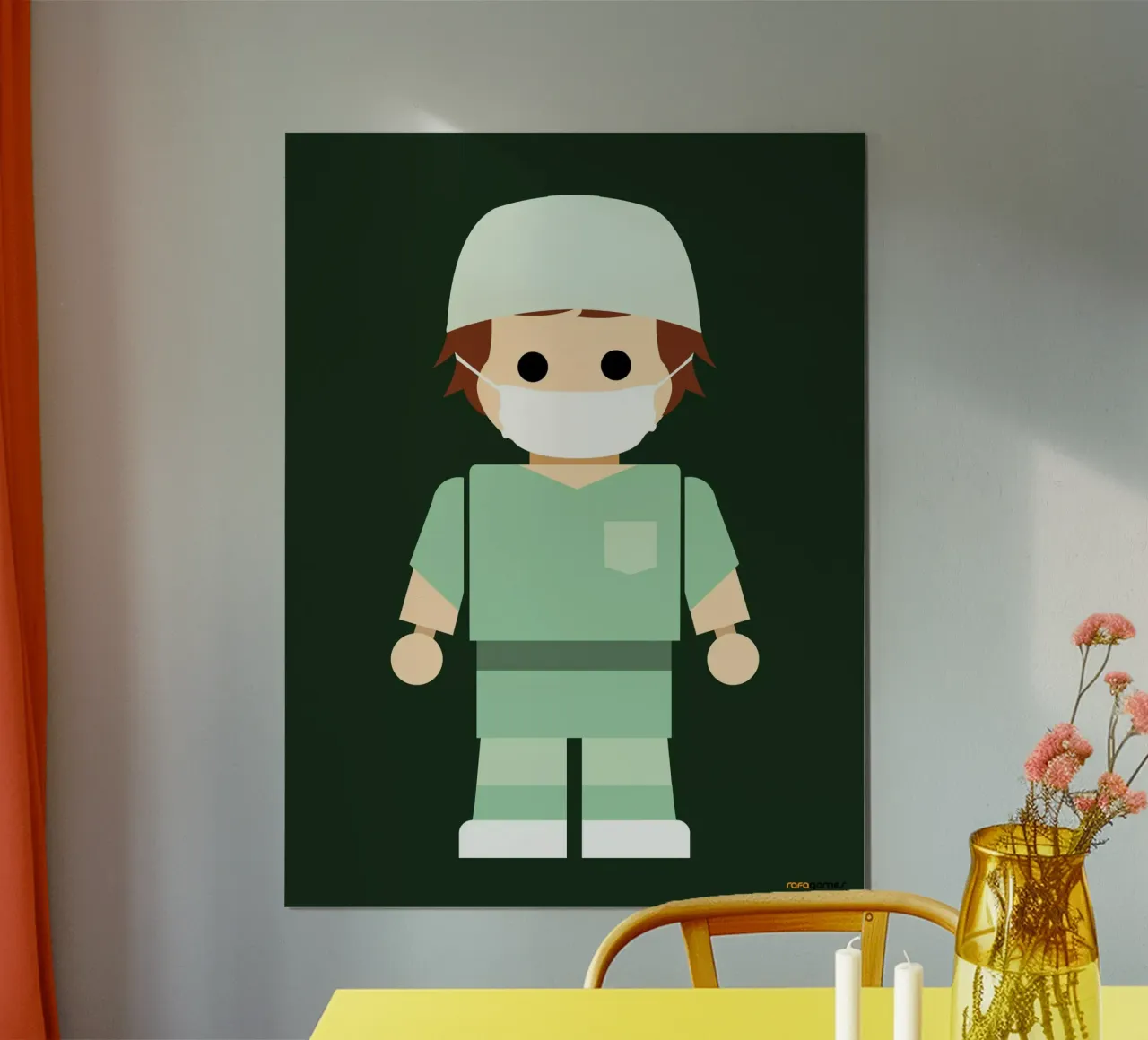 Dottore Giocattolo poster con telaio in alluminio da Rafa Gomes