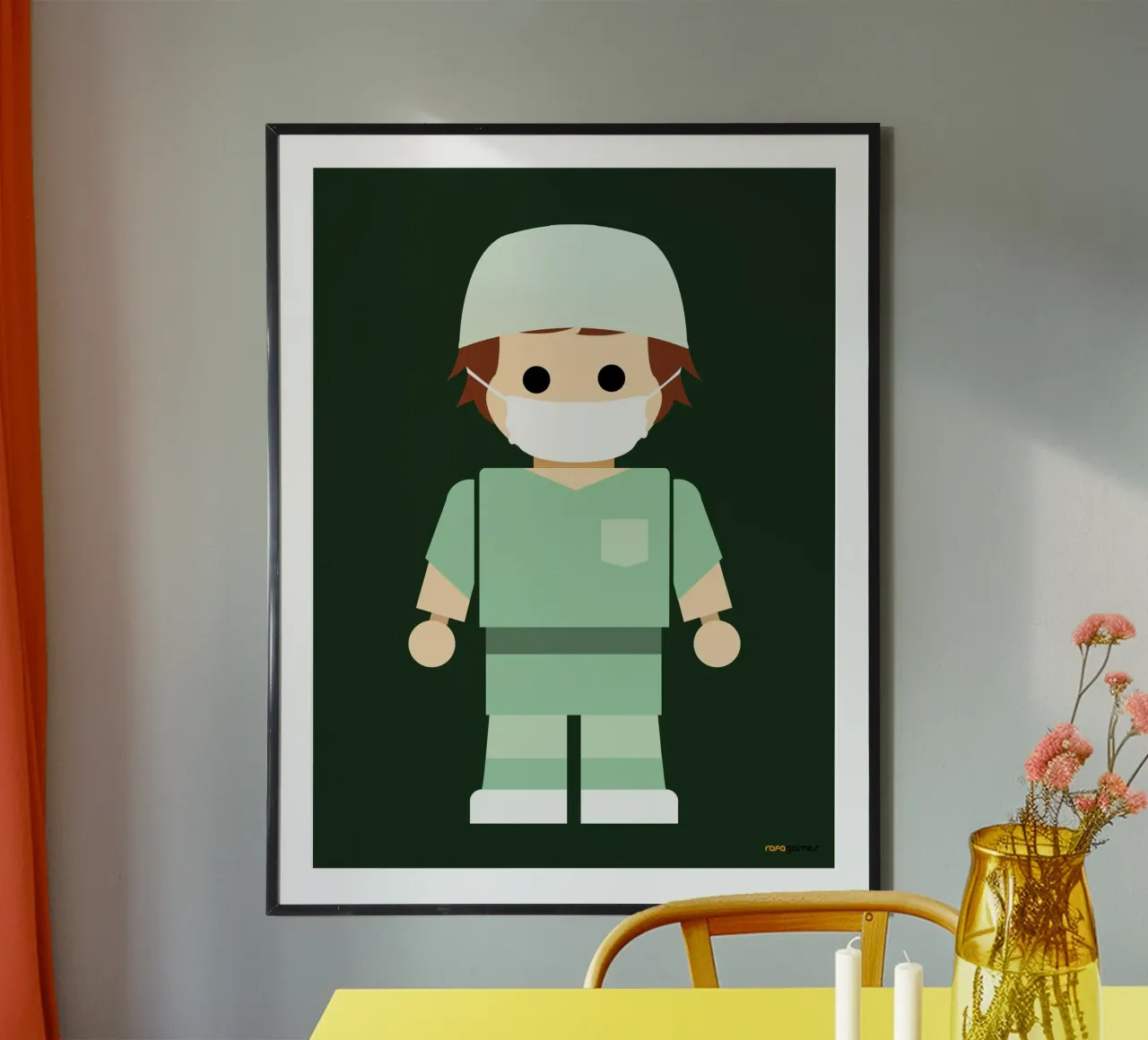 Dottore Giocattolo poster con telaio in alluminio da Rafa Gomes