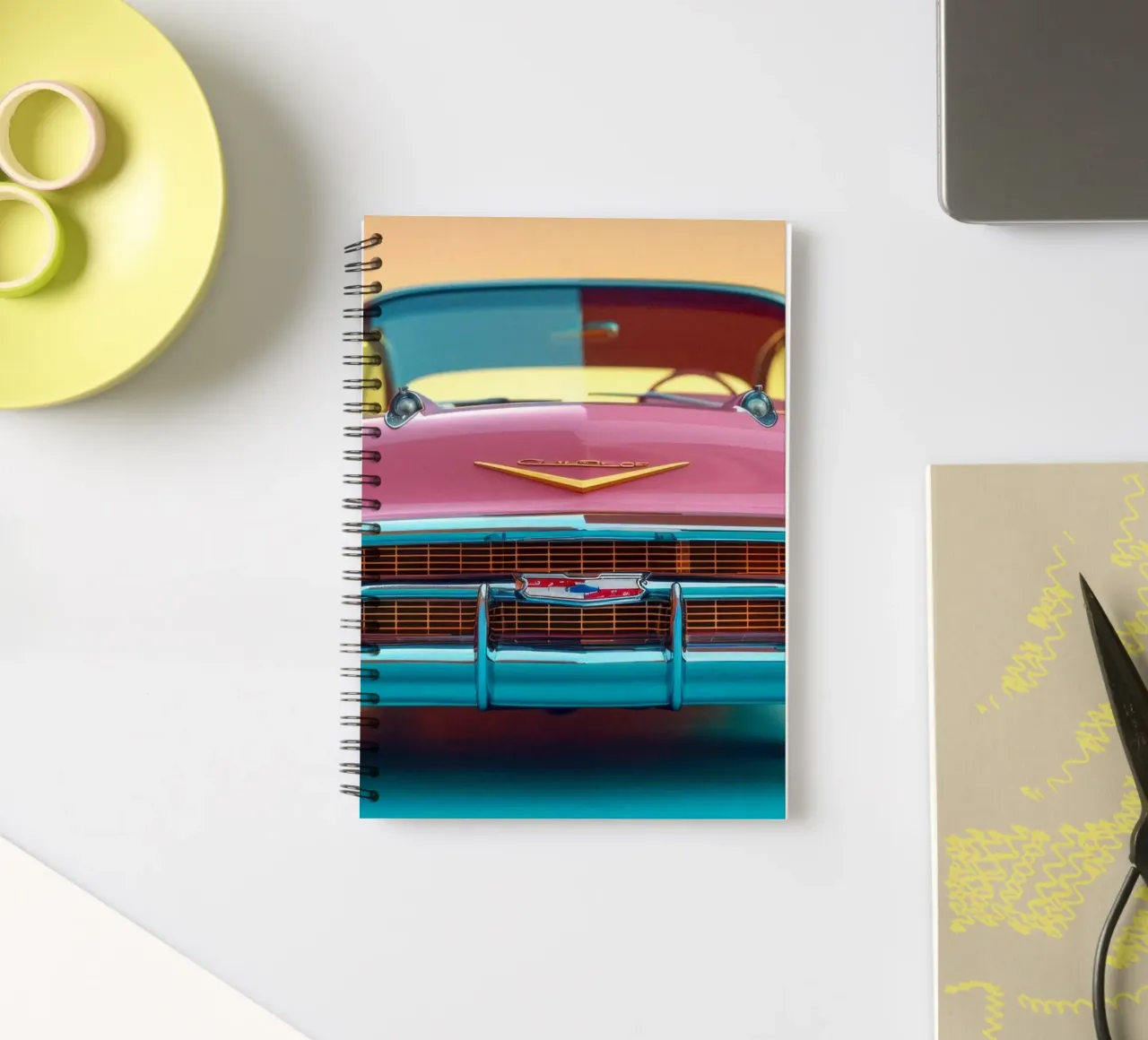 Pink California Car spiral notebook by Pink California | Affiches & Posters