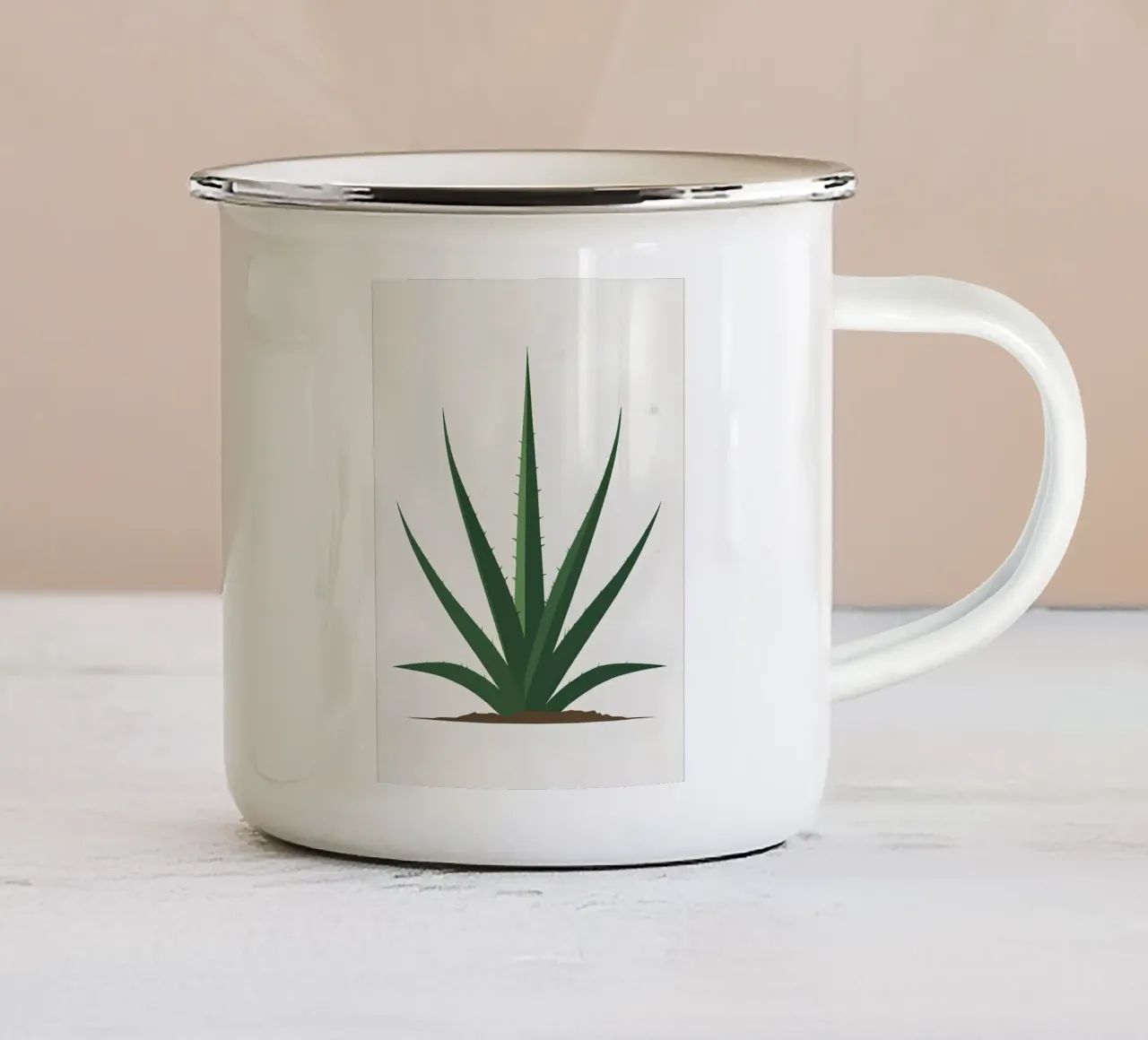 Semplice sagoma di una pianta di aloe tazza in smalto da Botanical Gallery