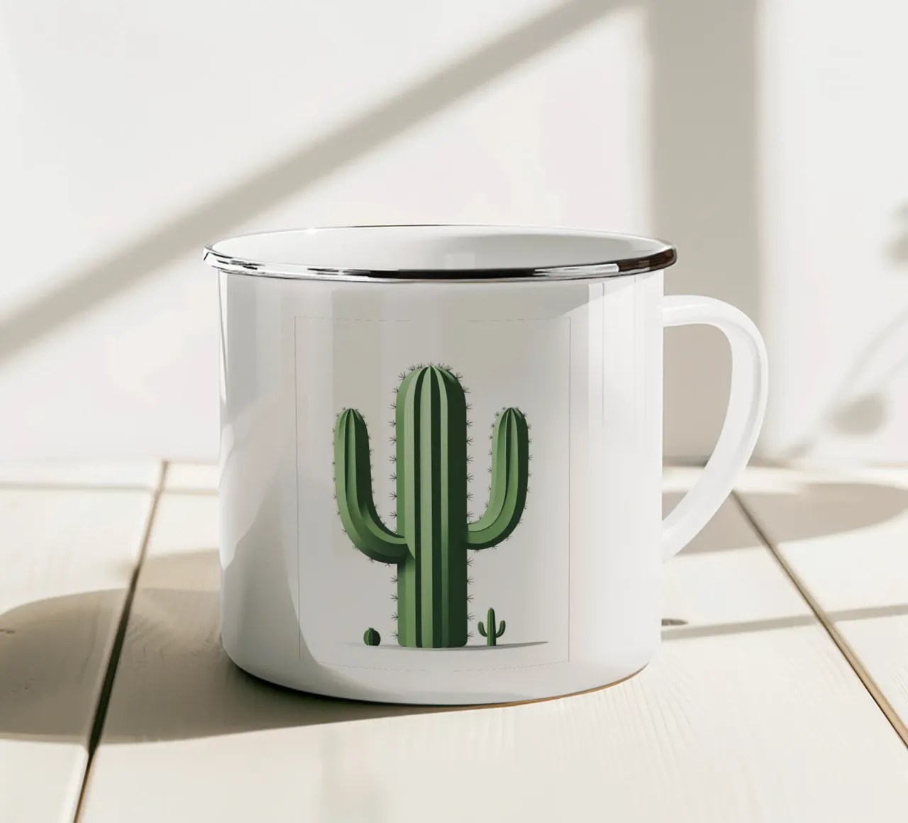 Semplice forma di cactus a botte tazza in smalto da Botanical Gallery