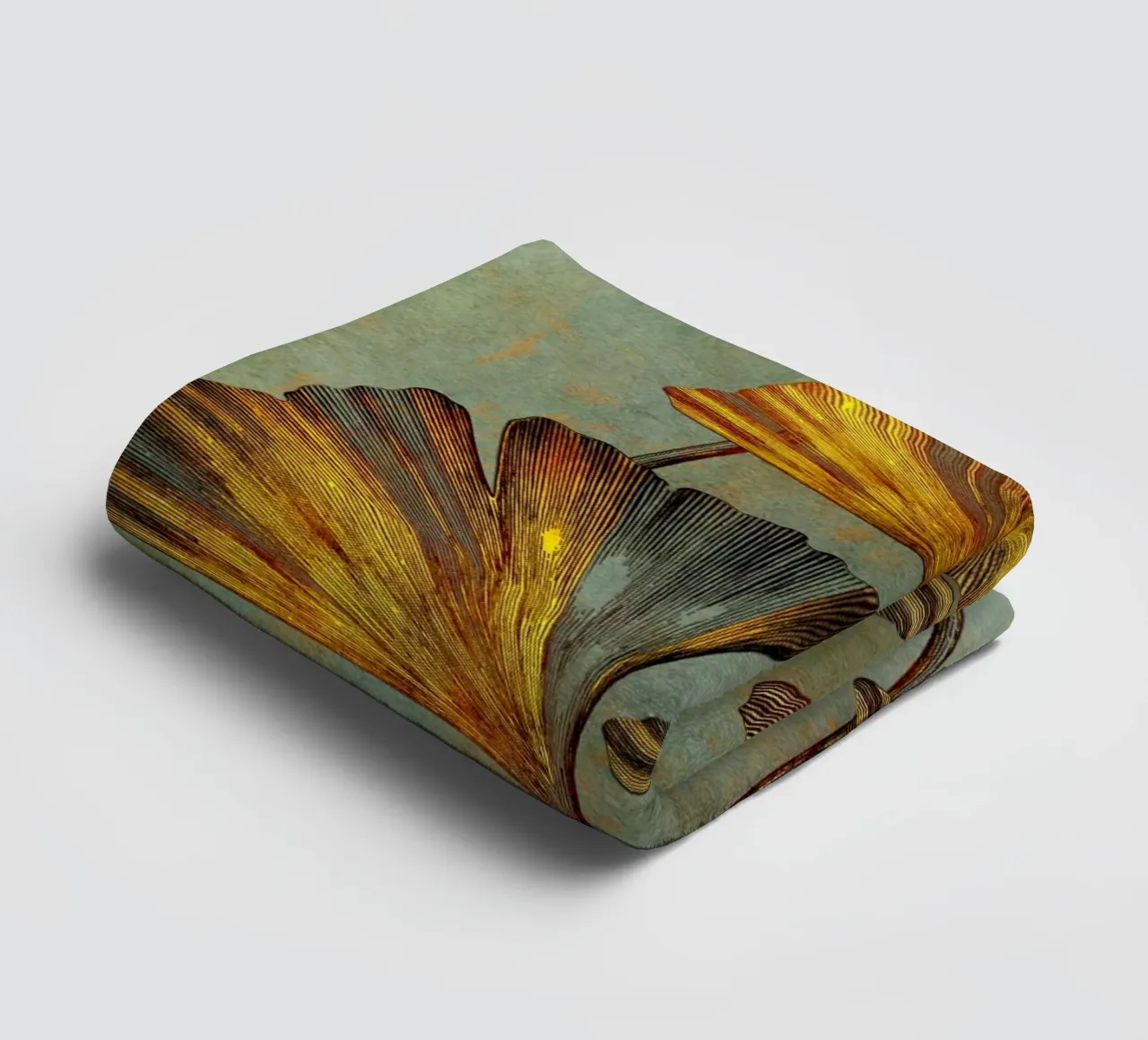 Golden Ginkgo biloba nature art towel by Justyna Jaszke JBJart