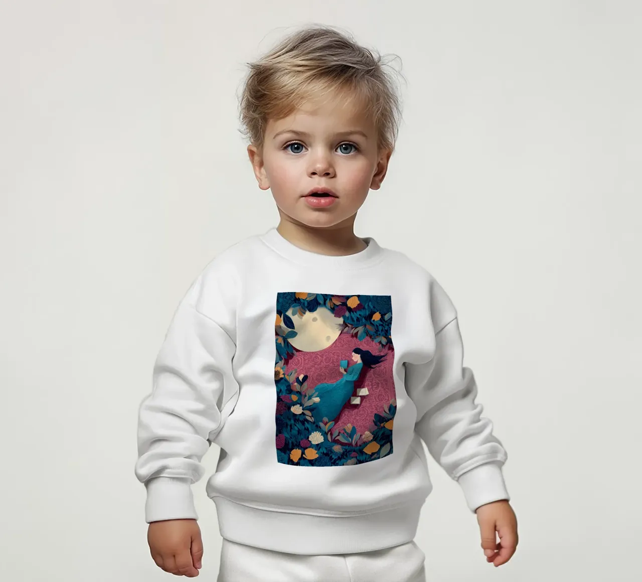 Reading Under the Moon felpa neonato da Kiara