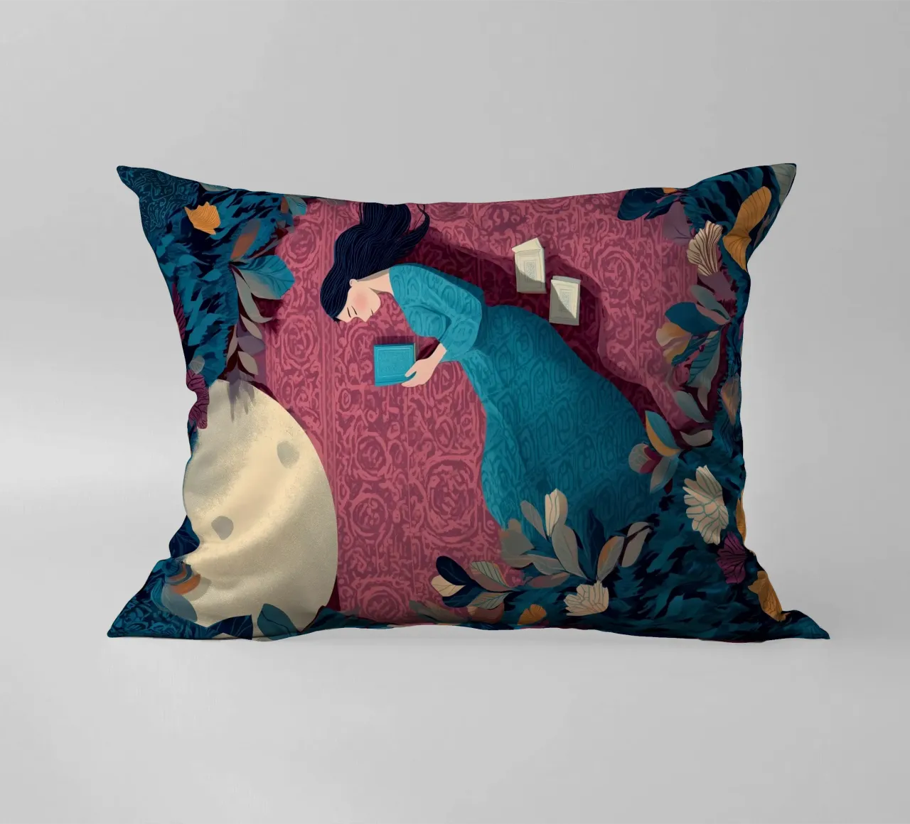 Reading Under the Moon cuscino da Kiara