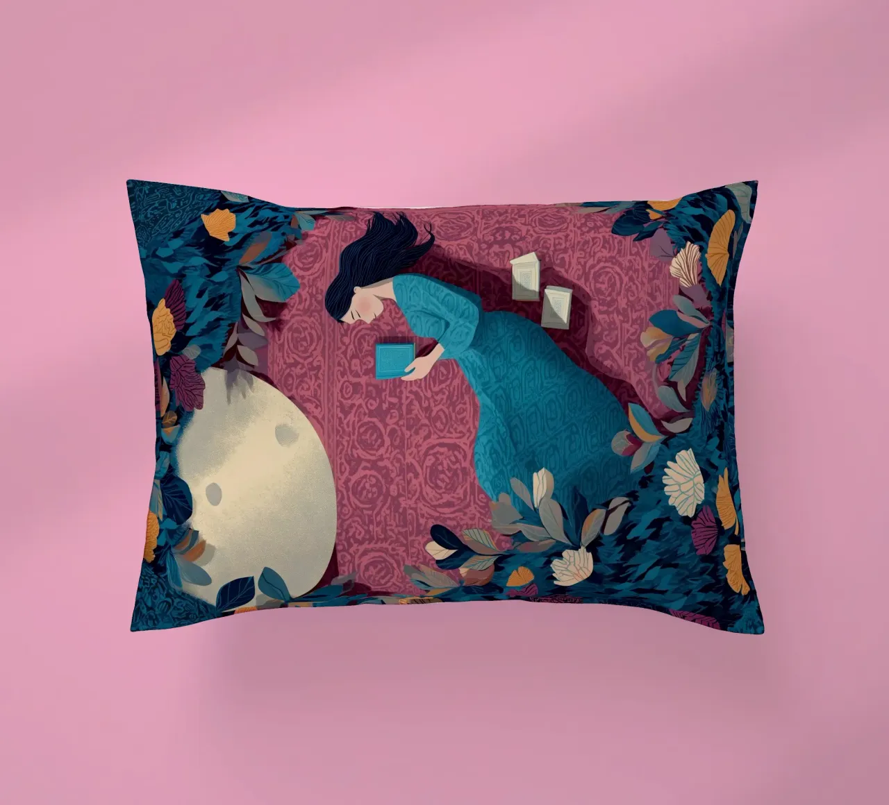 Reading Under the Moon cuscino da Kiara