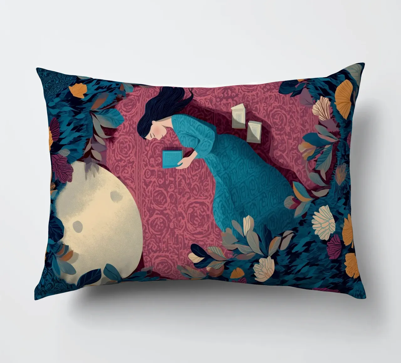 Reading Under the Moon cuscino da Kiara