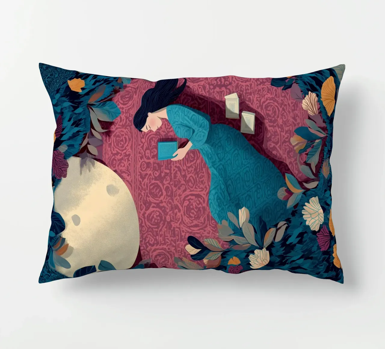 Reading Under the Moon cuscino da Kiara