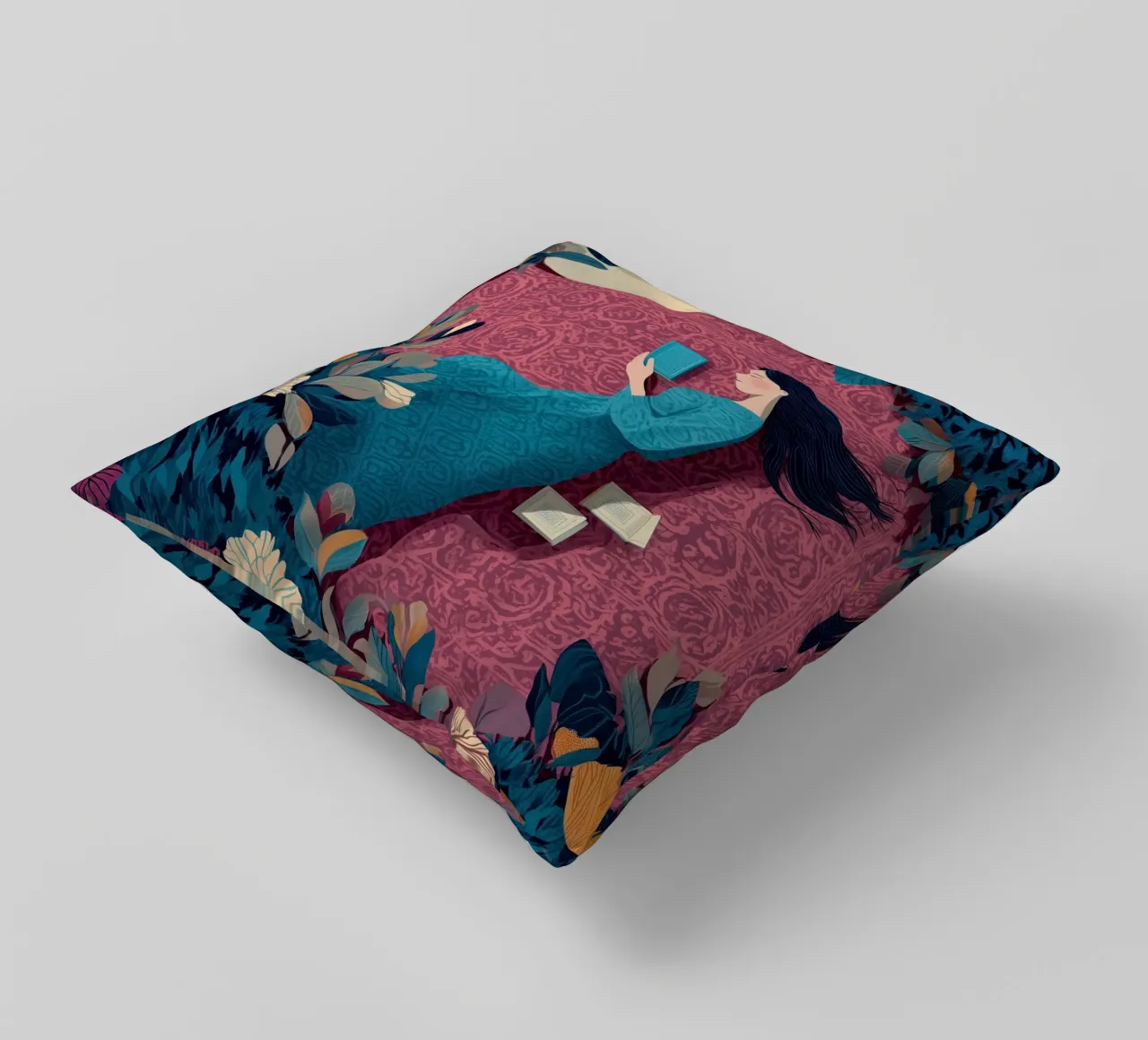 Reading Under the Moon cuscino da Kiara