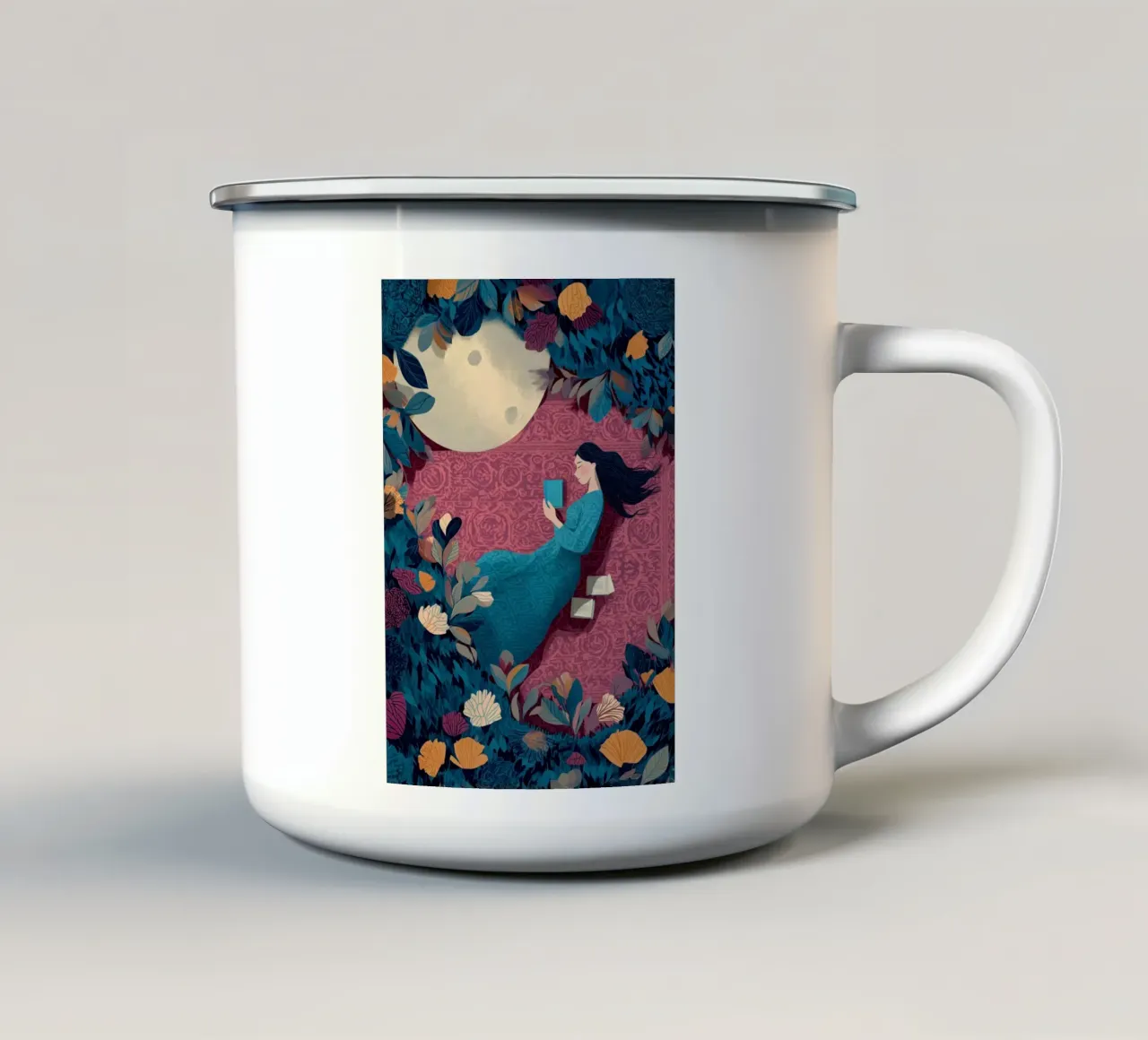 Reading Under the Moon tazza in smalto da Kiara