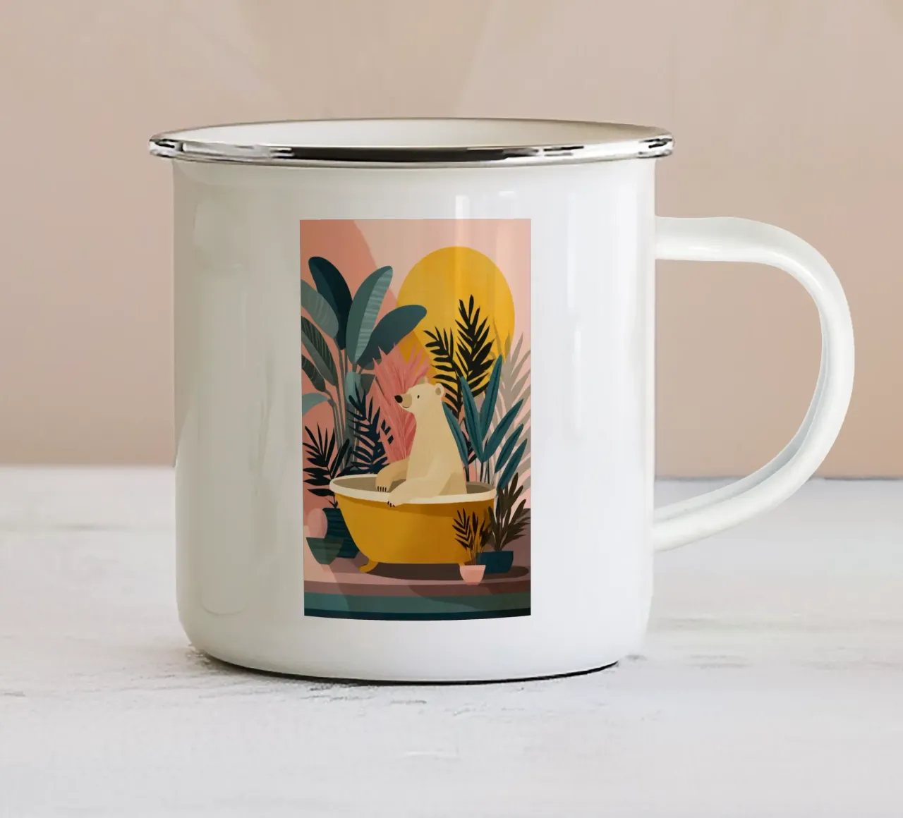 Palm Leaves and Polar Dreams tazza in smalto da Kiara