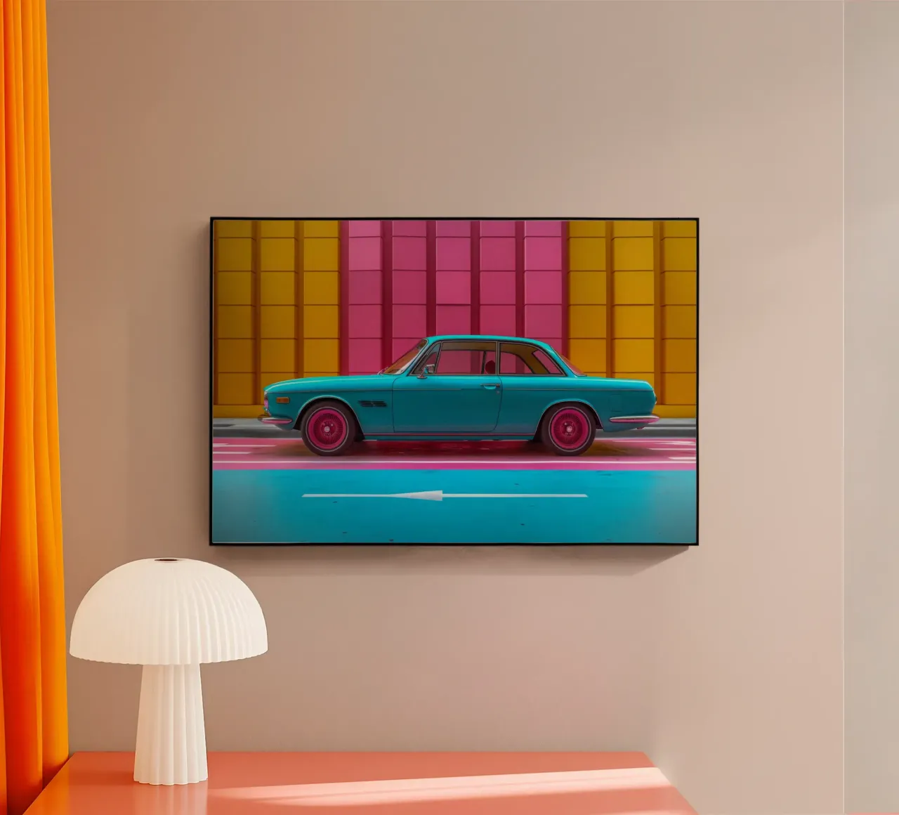Pink car & wall metacrilato de Pink California | Affiches & Posters