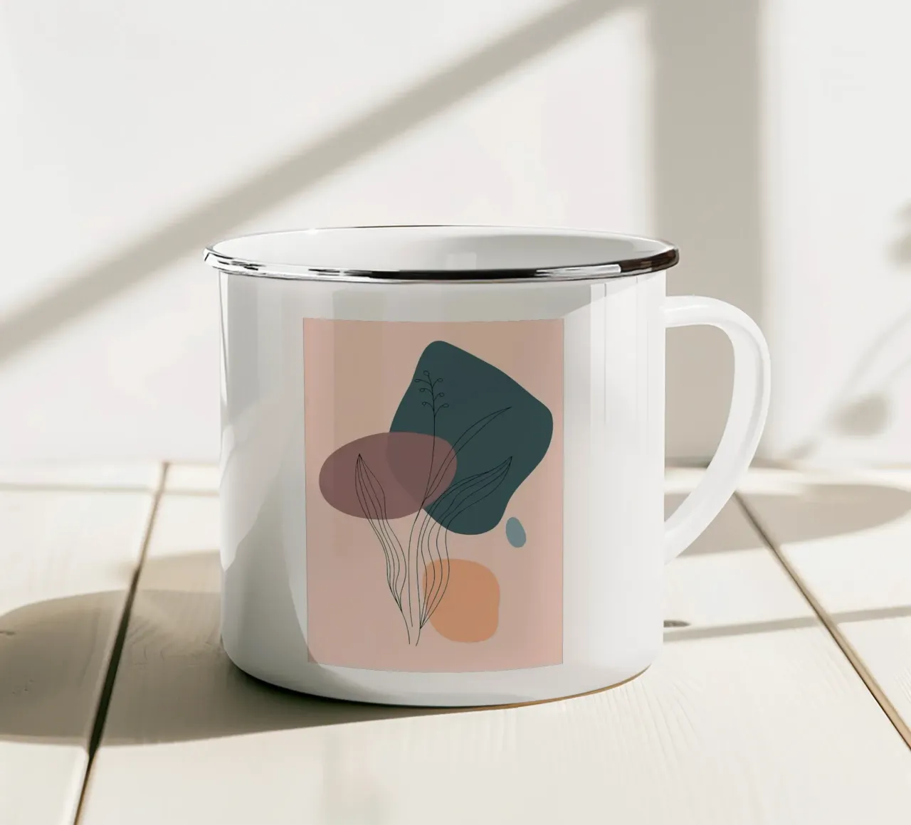 Arte botanica su una linea tazza in smalto da helloworld