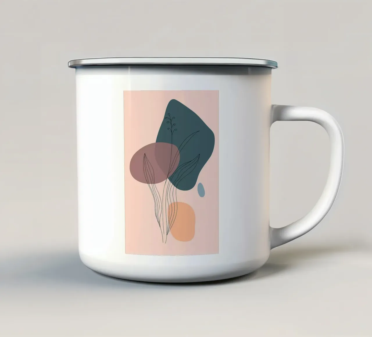Arte botanica su una linea tazza in smalto da helloworld