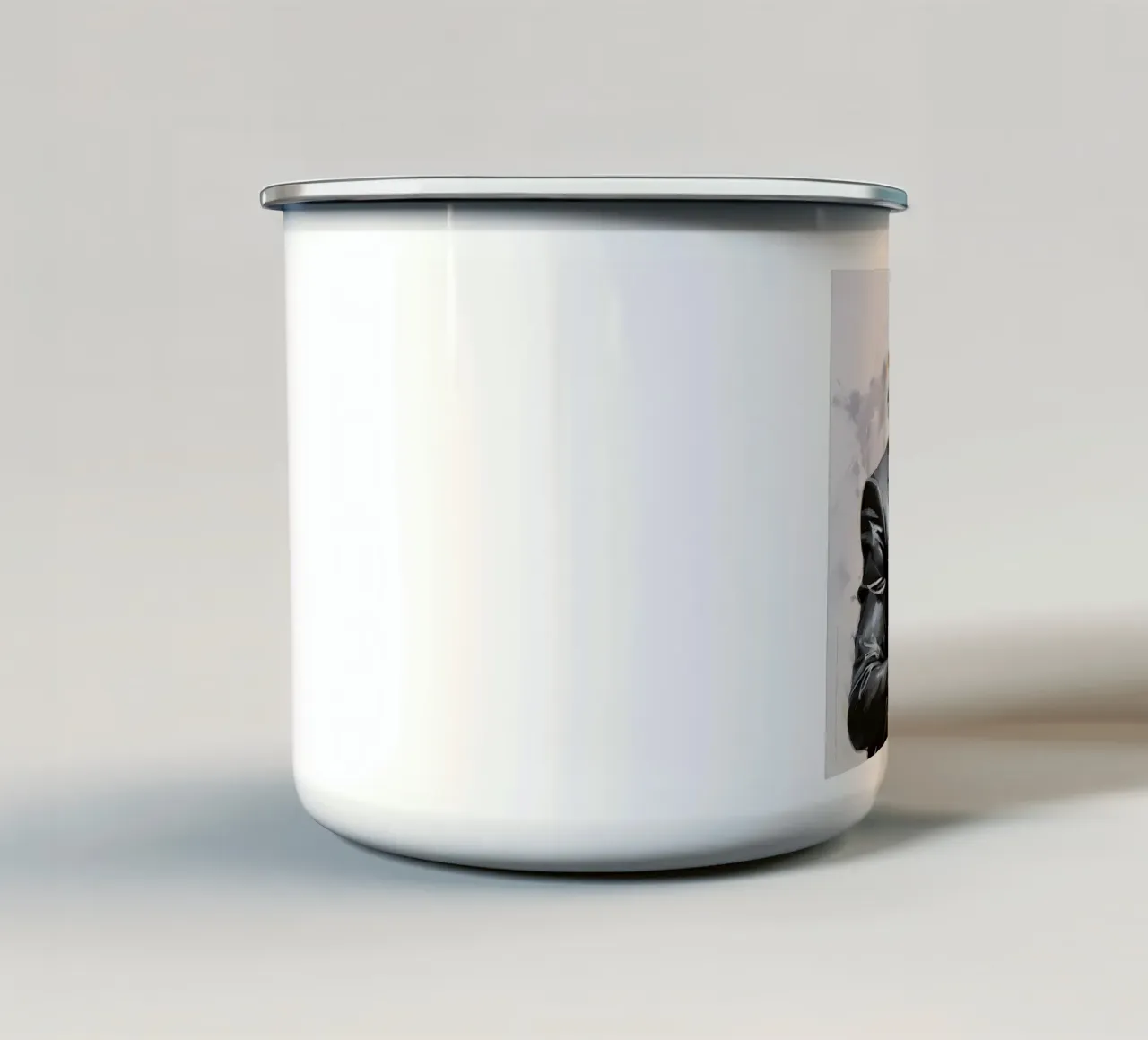 Ritratto fresco Scimpanzé Scimmia Pop Art in abito nero tazza in smalto da Take Your Art BV